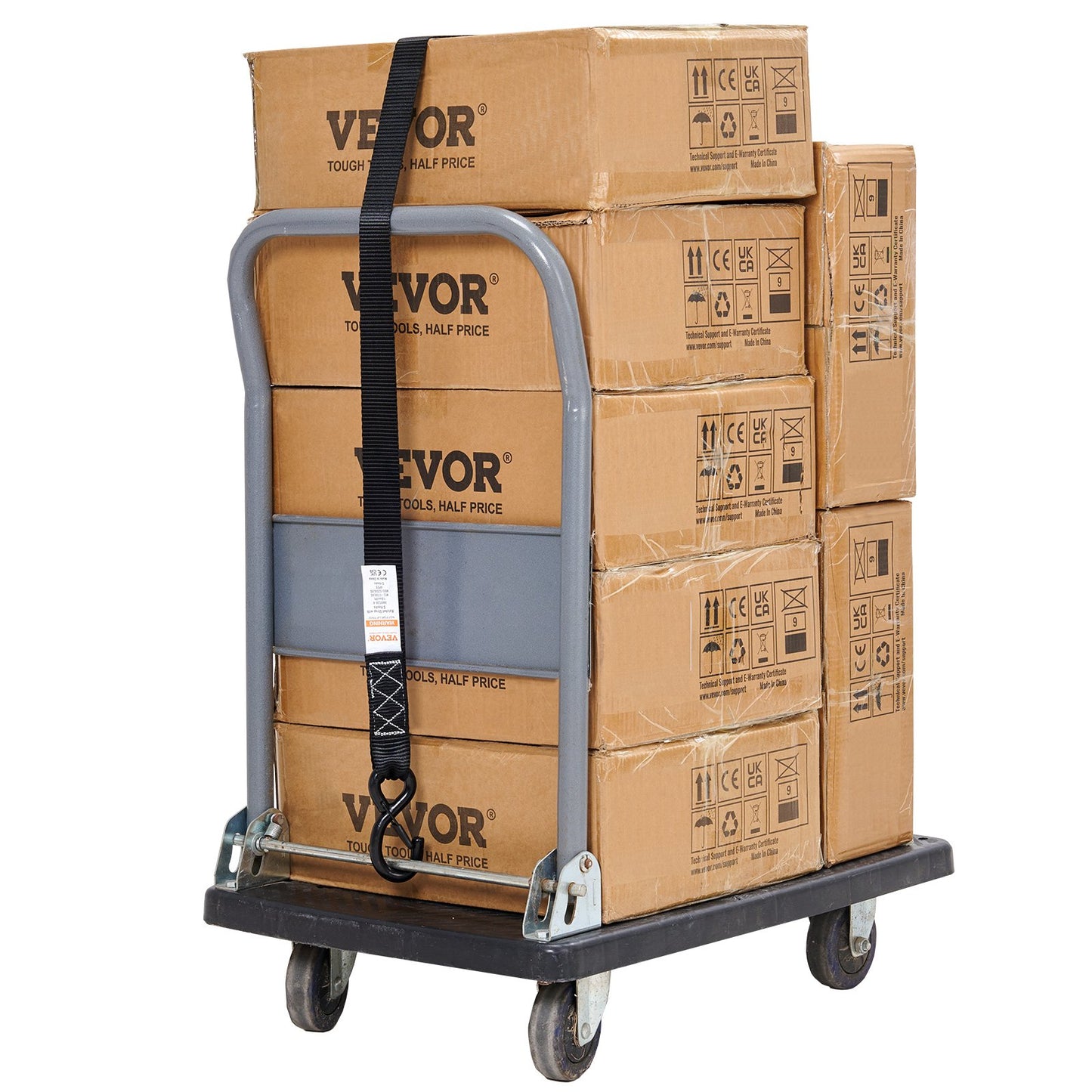 Ratschen-Spanngurte (4er-Pack), 2300 kg maximale Bruchfestigkeit, inkl. 4 Premium-Ratschen-Spanngurte 4,1 x 20,3 cm mit gepolsterten Griffen, zur Ladungssicherung beim Bewegen, für Haushaltsgeräte, Rasengeräte, Motorräder