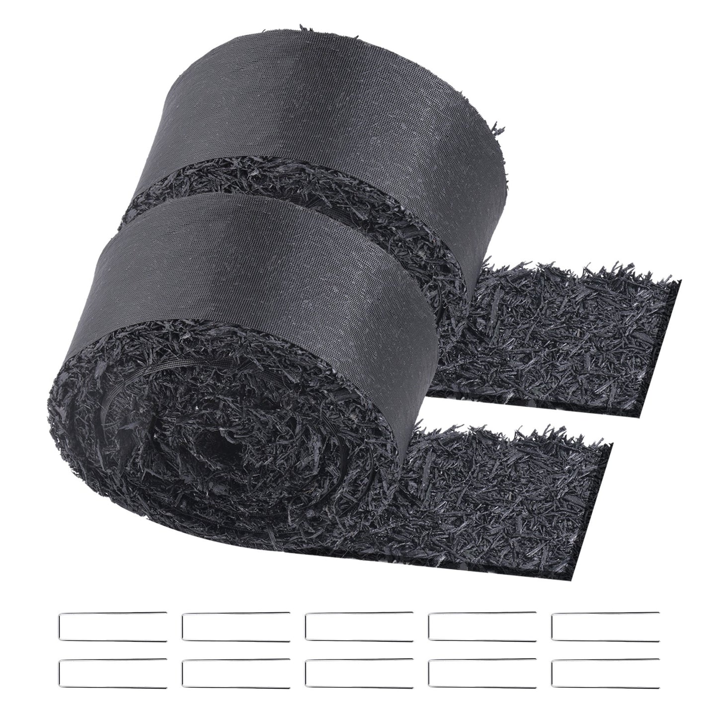 2 Rolls Rubber Mulch Roll for Landscaping 120 x 4.5 Inch Rubber Mulch Mat