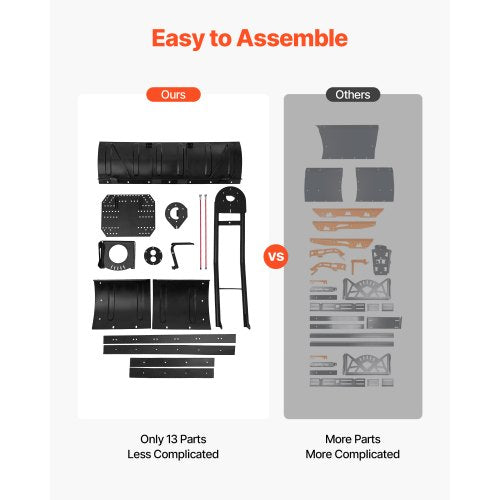 snöplogsblad, 109/152 cm breddjusterbart snöplogssats, lätt att ta av, universalmonterat plogtillbehör med gummiflikar, kraftigt stålblad, kompatibel med de flesta UTV och ATV | EU