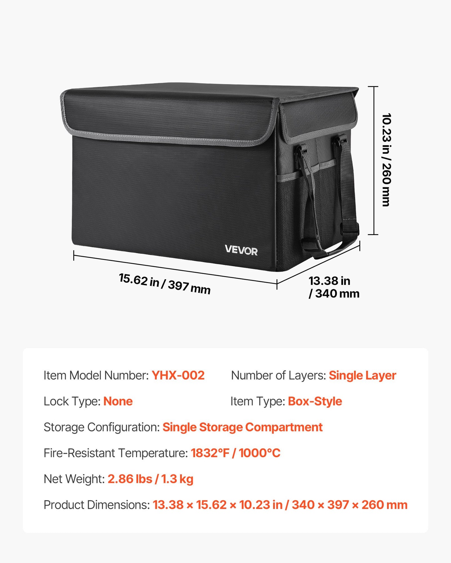 Fireproof Document Box, 1832 ℉ Heat Insulated Fireproof & Waterproof Box, Space-Saving and Foldable Design, Portable Home Office Travel File Organizer, for Passports, Important Documents, Files