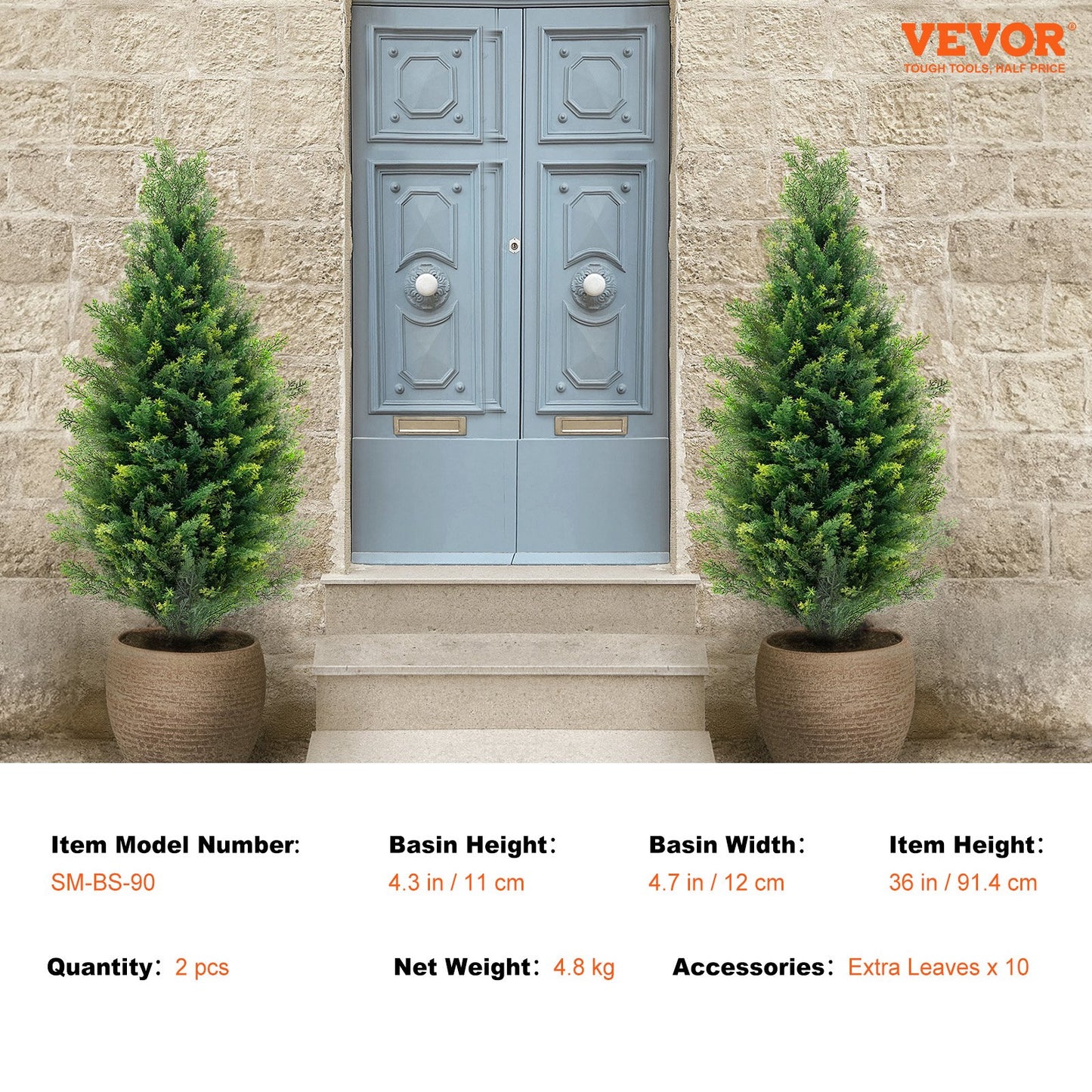 2 Pack 3' Artificial Cedar Topiary Tree Faux Plant UV Decor In/Outdoor