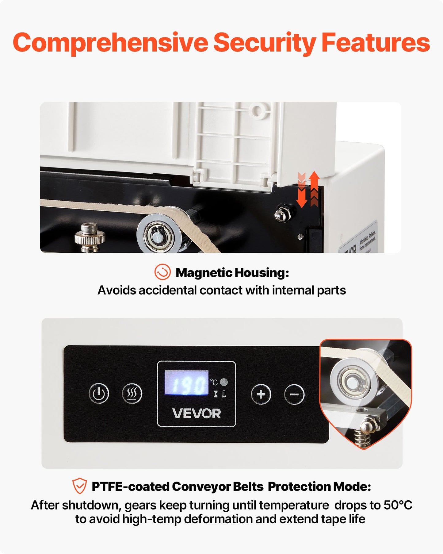 Continuous Sealing Machine, 0.32-0.47 in Seal Width, Automatic Continuous Band Sealer with Digital Temperature Control, Automatic Shutdown, Heat Sealing Machine for 0.002-0.0.008 in Plastic Bags