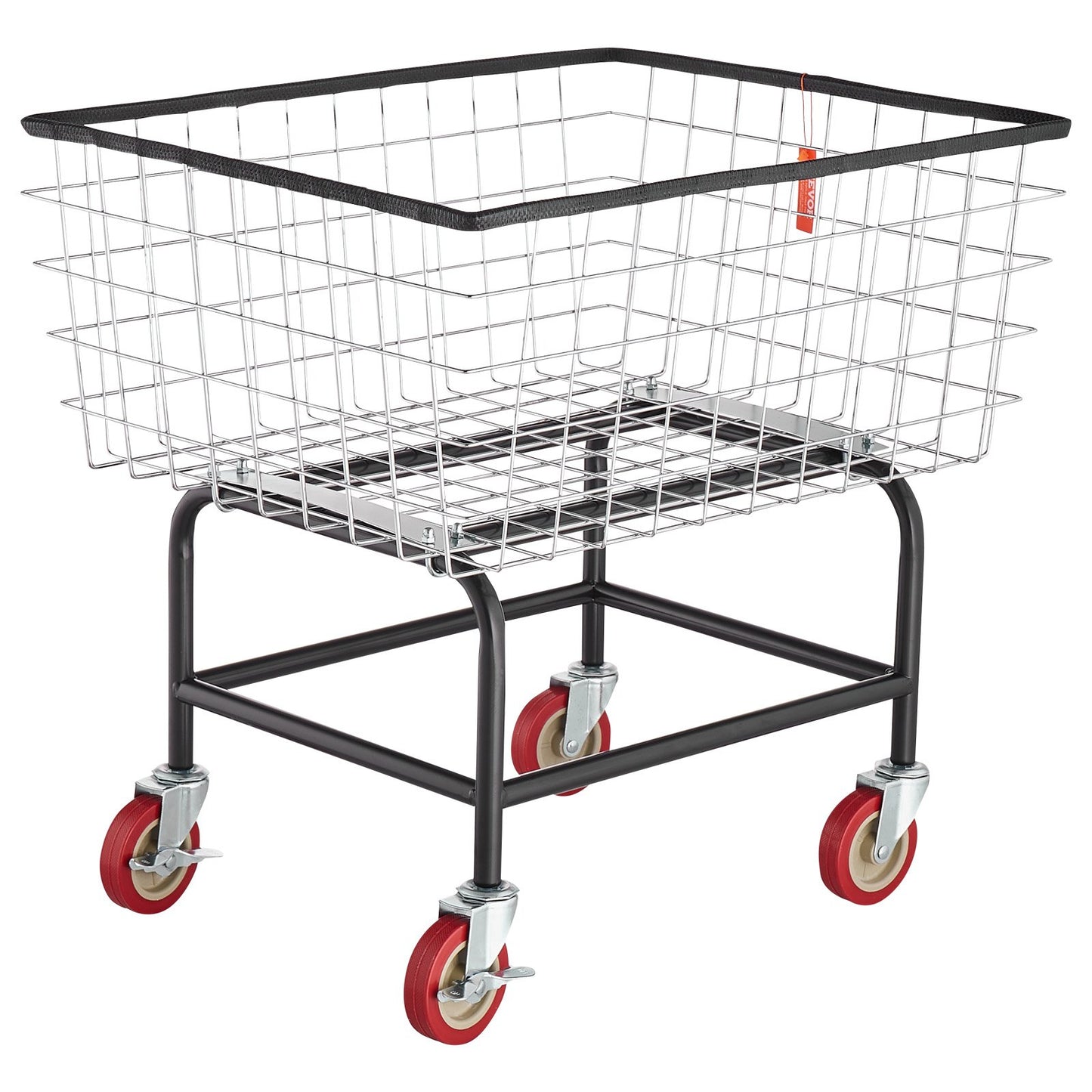 Wire Laundry Cart, 2.8Bushel Wire Laundry Basket with Wheels, 26.7''x21.7''x26.4'' Commercial Wire Laundry Basket Cart, Steel Frame with Chrome Finish, 4" Casters, Wire Basket Cart for Laundry