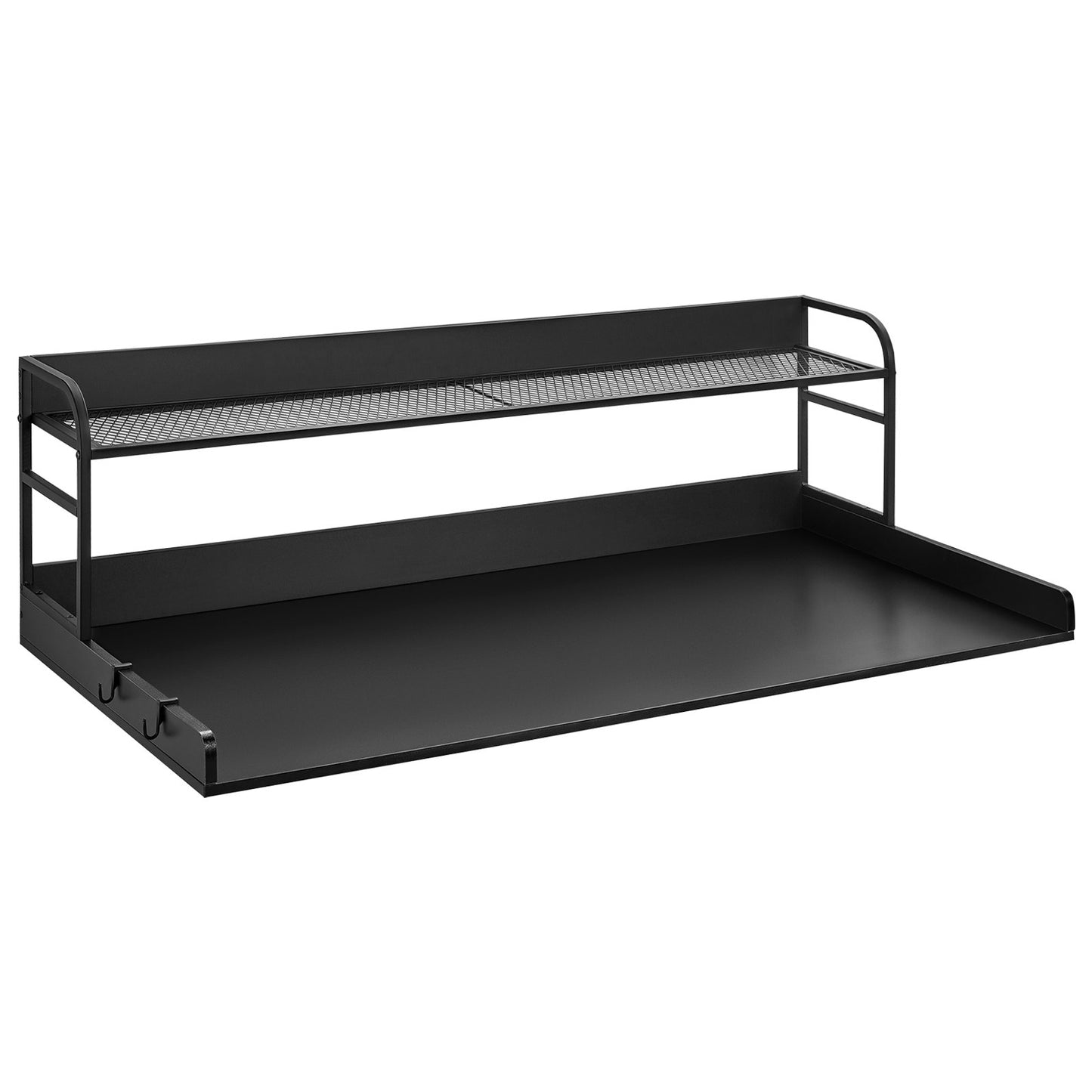 Washer Dryer Countertop with 2-Tier Shelf, 54" x 27" Wooden Washer and Dryer Countertop with Anti-Slip Pads, Water-Resistant Laundry Topper Cover for Laundry Room Organization and Storage, Black