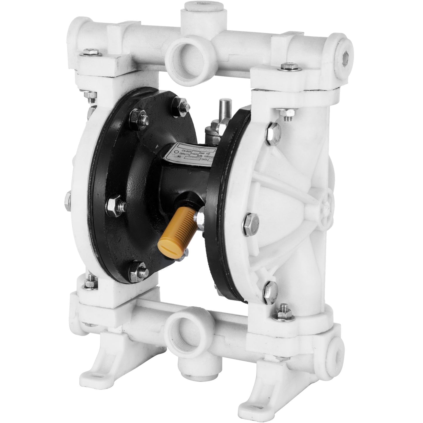 Air-Operated Double Diaphragm Pump, 1/2 in Inlet & Outlet, Polypropylene Body, 2.5 GPM & Max 80PSI, PTFE Diaphragm Pneumatic Transfer Pump for Petroleum, Diesel, Oil & Low Viscosity Fluids