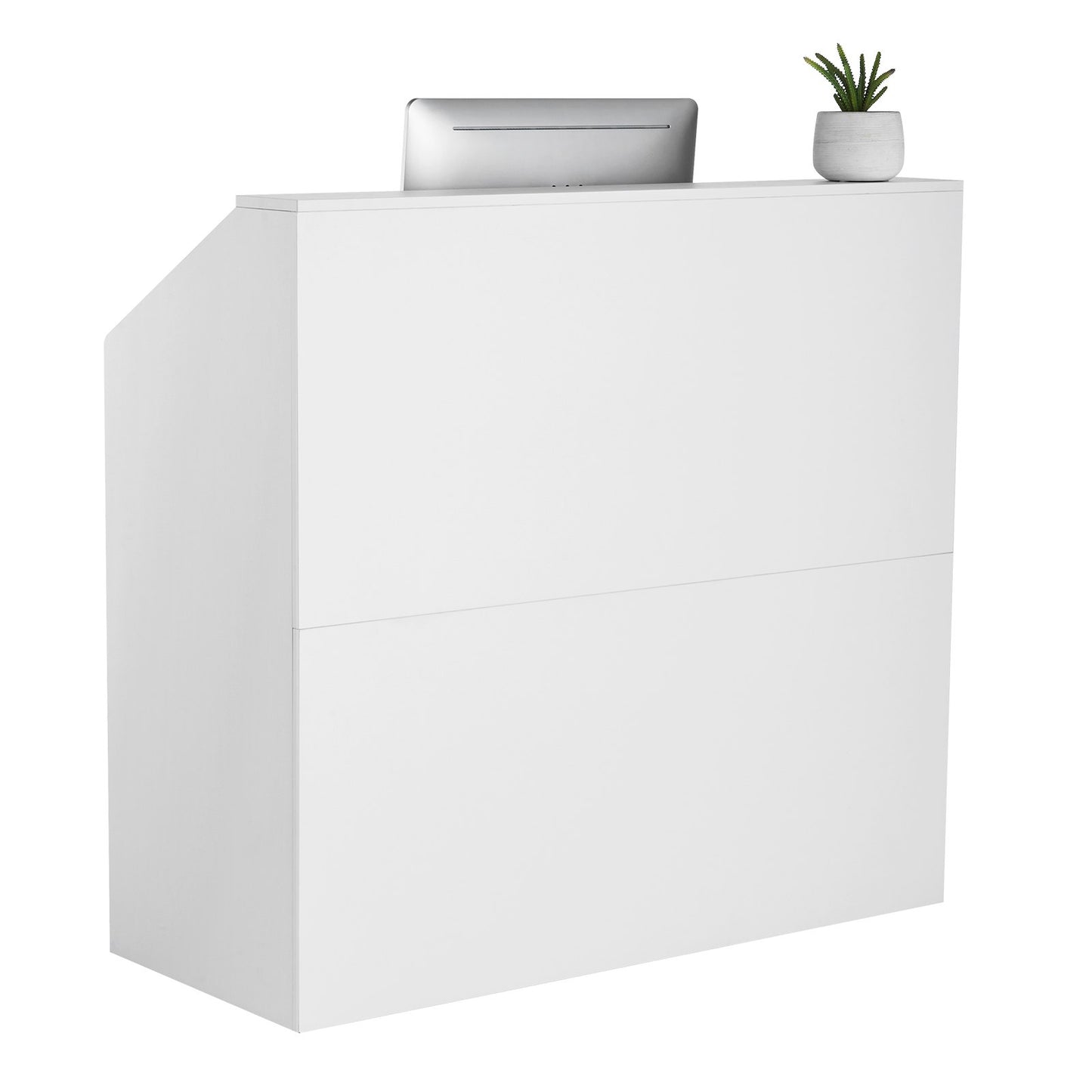 Reception Desk, 46 Inch Rectangular Front Counter Table, Office Reception Desk, Retail Counter and Front Reception Counter, for Checkout, Lobby, Beauty Salon and Office, White