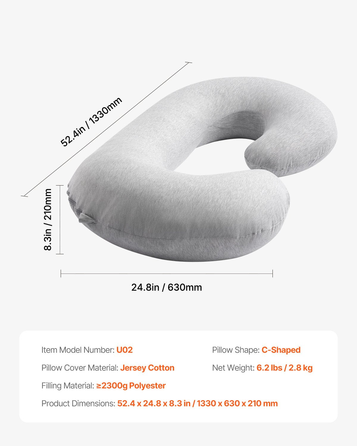 Pregnancy Pillow, C-Shaped Full Body Maternity Pillow for Sleeping, Ultra-Soft and Breathable Pregnant Support Pillows with Removable & Washable Cover, Perfect for Back, Belly, Hip, Legs Relief