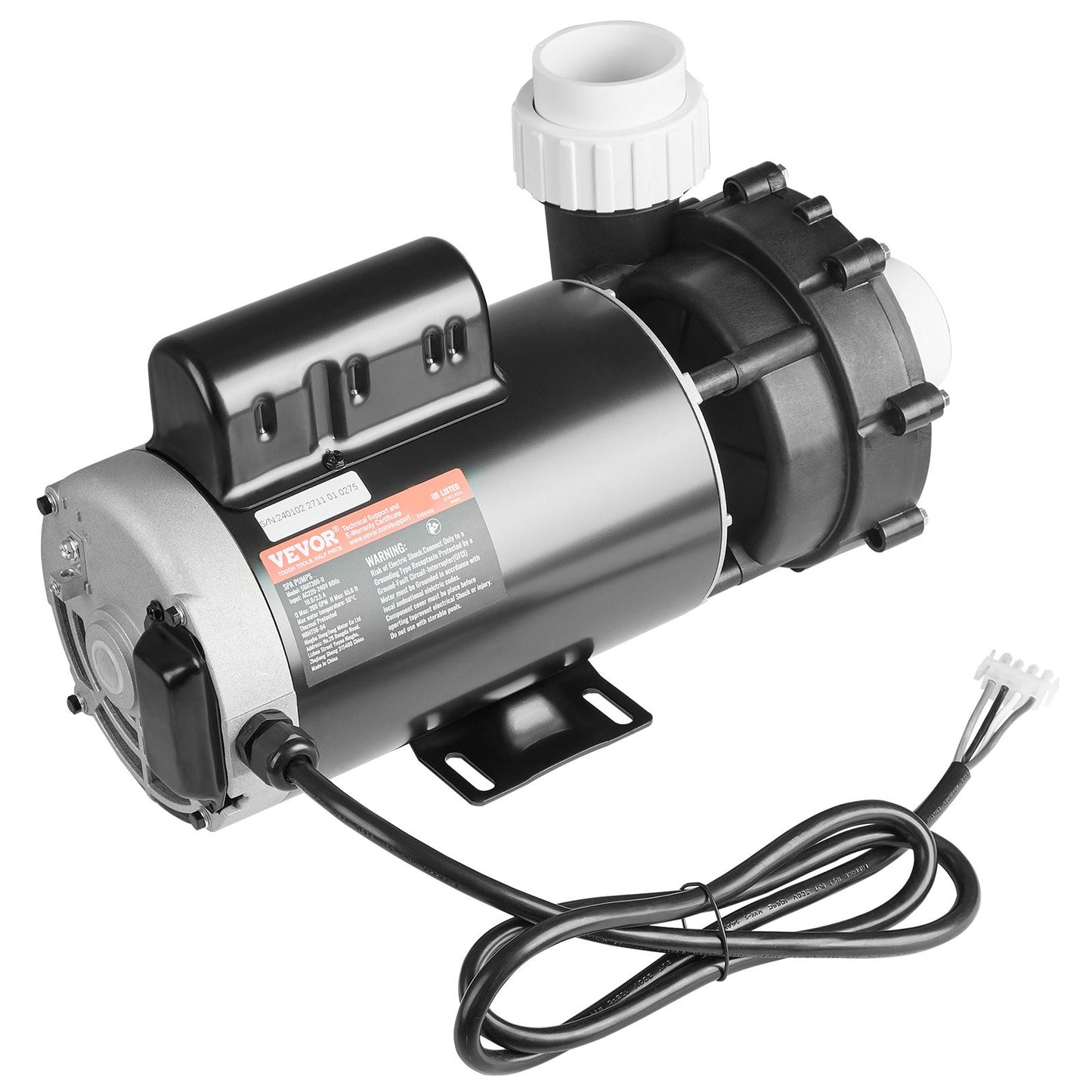 2 Speed SPA Pump, 56-Frame, AC 220-240V Hot Tub SPA Pump, 4HP/210GPM/65.61ft High Speed or 0.7HP/103GPM/16.07ft Low Speed, 2" Port 90° Rotational Interface for Hot Tub, Tested to UL Standards