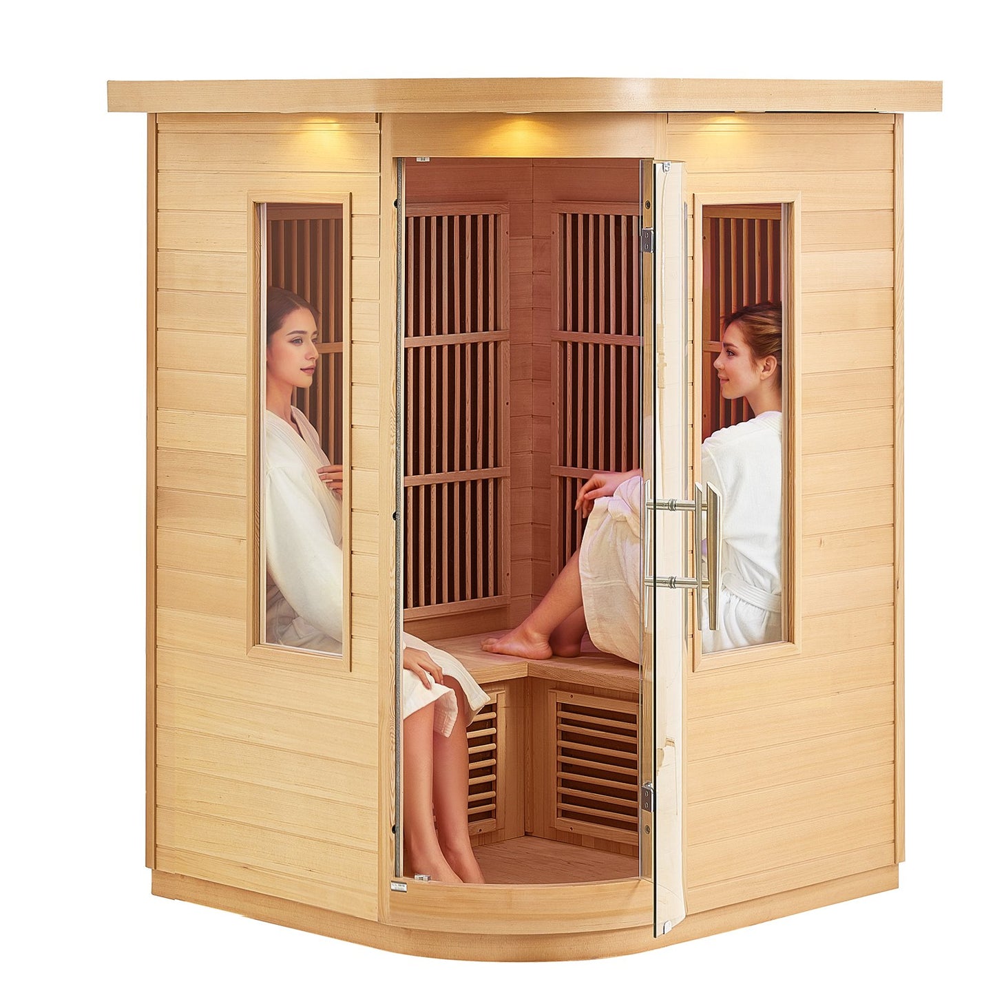 Far Infrared Wooden Sauna Room Home Sauna Spa for 2 Person 1850W