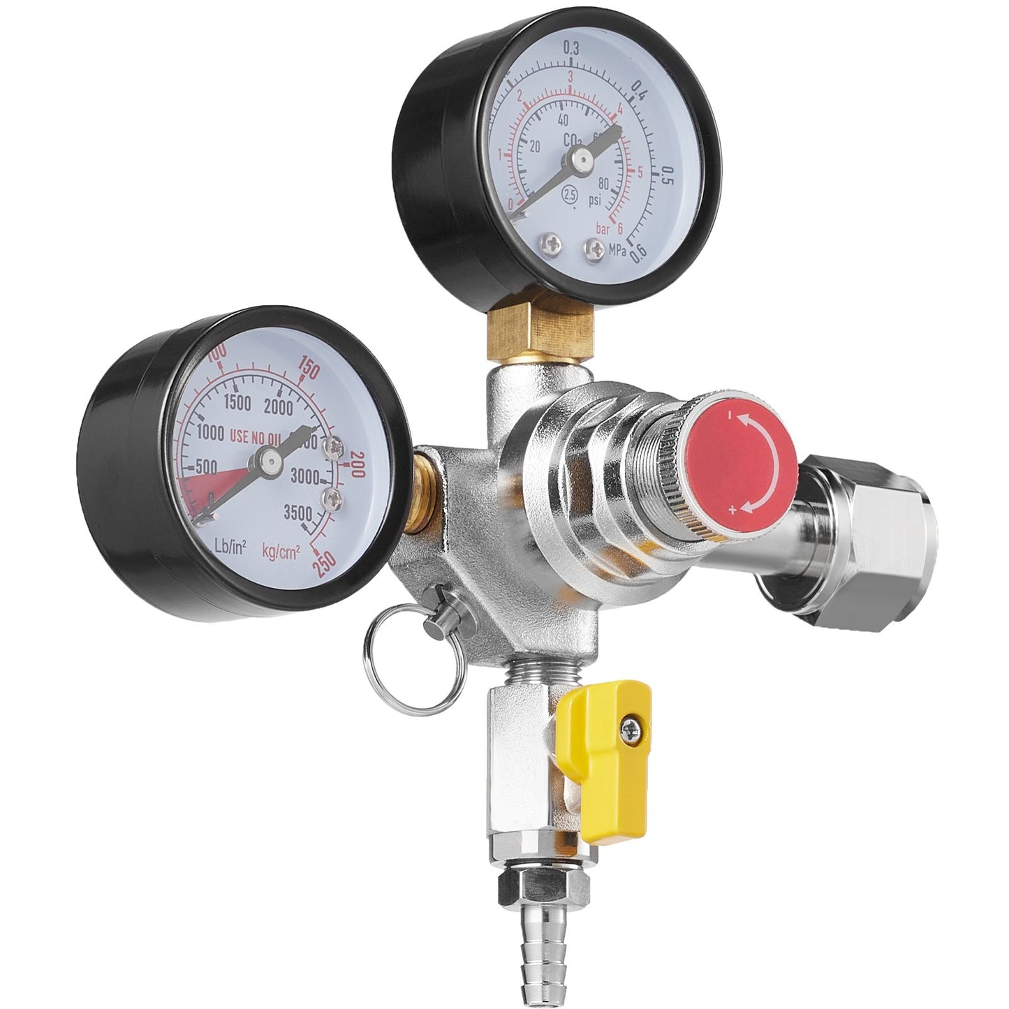 Doppelmanometer-Regler, CO2-Regler-Manometer mit 0–60 PSI, Hochleistungs-CO2-Manometer-Gassystem, Fettbier-Regler mit Rückschlagventil, einstellbarer Druckregler für selbstgebrautes Fettbier, CGA320