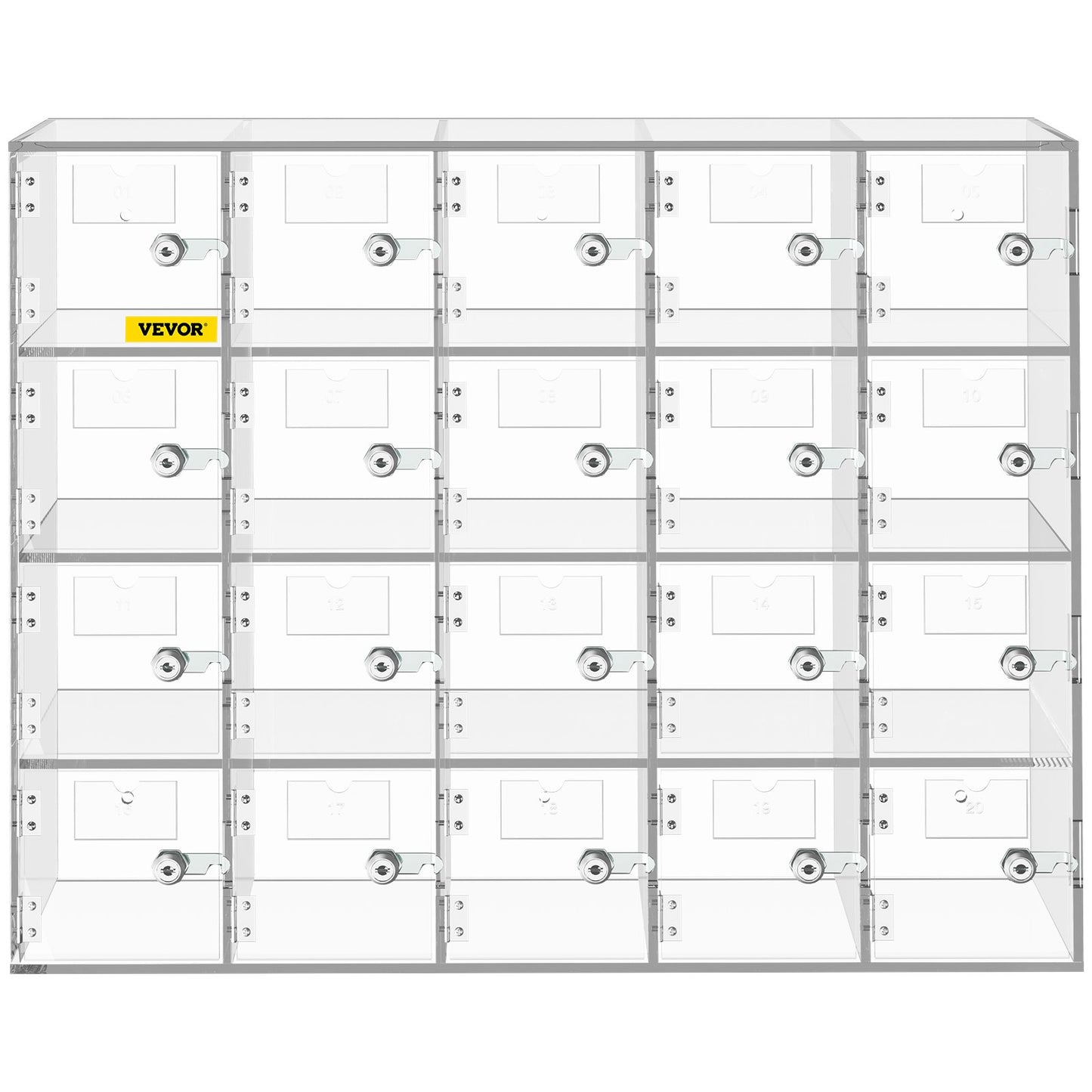 Cell Phone Storage Locker, 20 Slots Acrylic Material with Door Locks and Keys, Wall-Mounted Cabinet Pocket Office Classroom Gym Box, Clear
