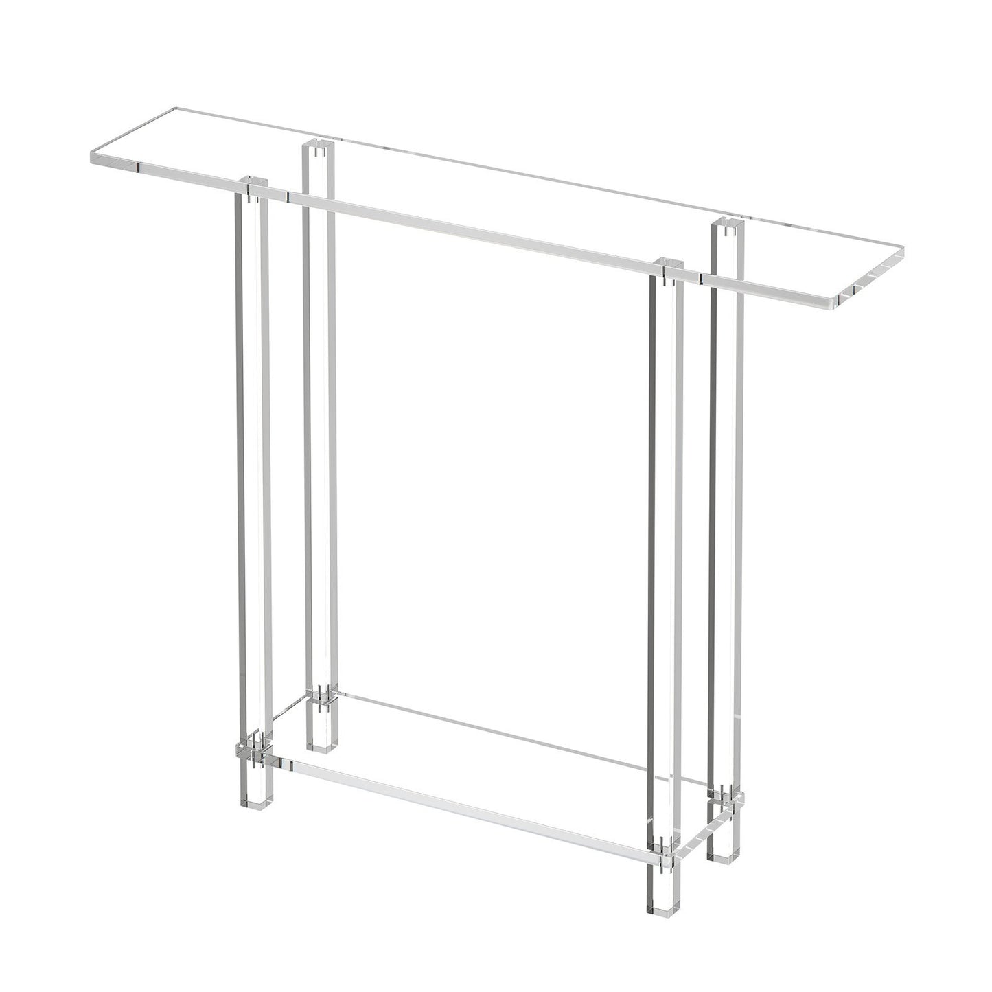 Acrylic Console Table, 2 Tiers Narrow Side Desk with Bottom Open Storage, Modern Rectangle Acrylic End Table, Transparent Entry Desk for Foyer, Hallway, Living Room, 7.6 x 39.4 x 31.5 in (Clear)