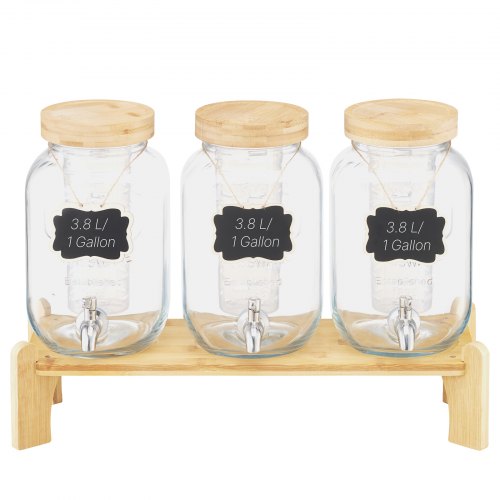 Drink Dispenser 3.8L Drink Dispenser for Parties Glass with Stand 3 PCS