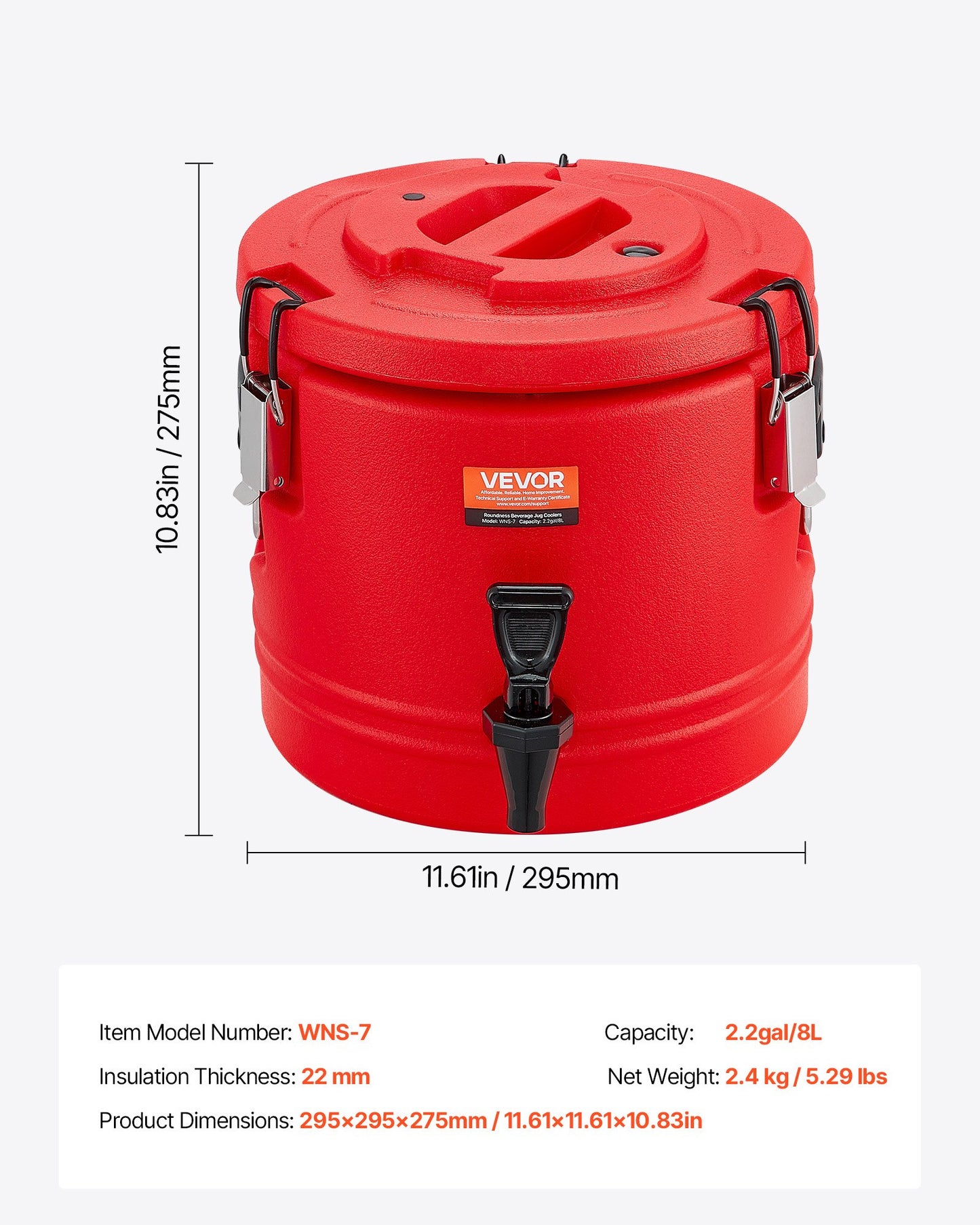 Insulated Beverage Dispenser, 2.2 Gal/8L Thermal Hot and Cold Drink Server Dispenser with Spigot, Food-Grade Cooler Jug with 304 Stainless Steel Interior, for Tea Coffee Restaurant Outdoor