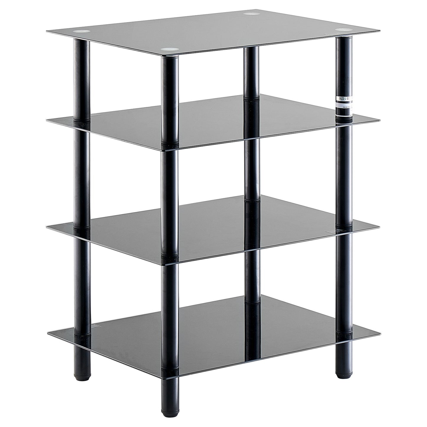 4-Tier AV Media Stand, Audio/Video Stand with Strengthened Tempered Glass Shevles for DVD/Cable Boxes/Games Consoles, Media Storage Cabinet for Gaming/Recording Room