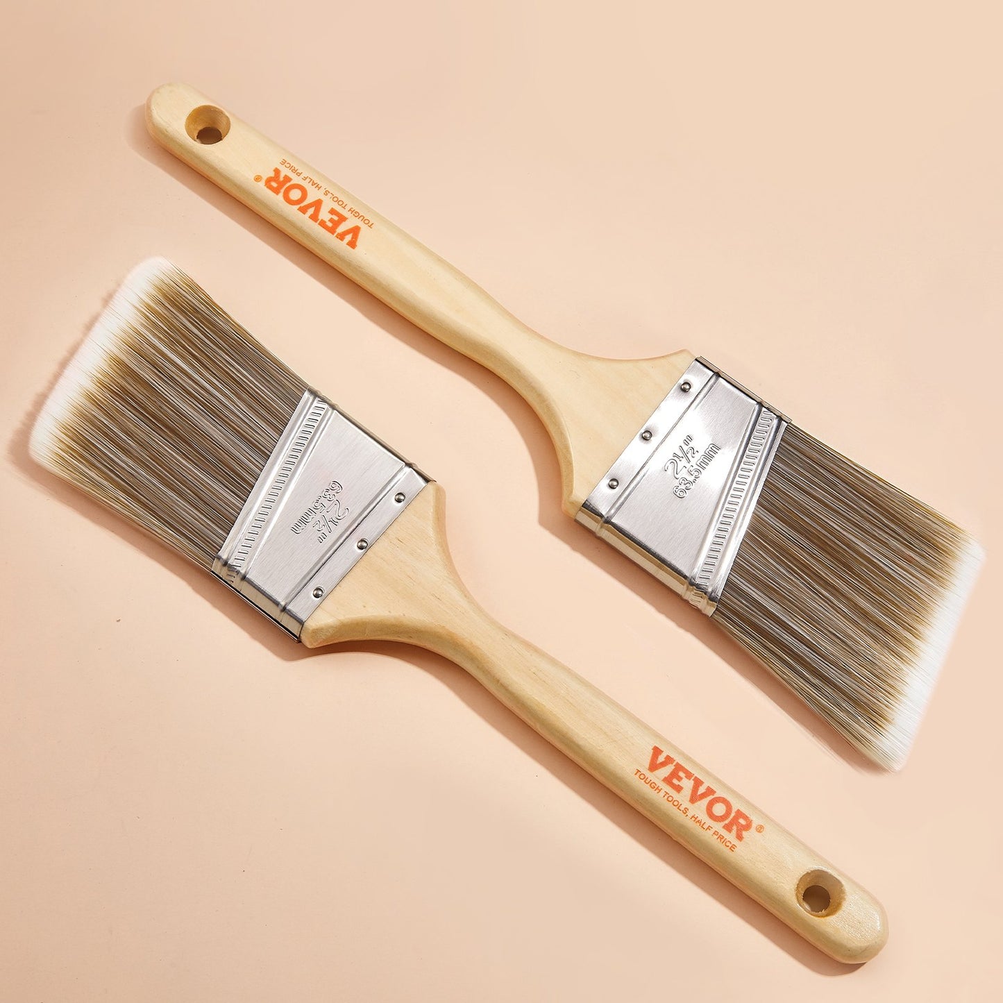 Paint Brushes, 12 Piece Angle Paint Brush, Treated Wood Handle, Paint Brush Set for All Latex and Oil Paints & Stains, Wood Stain Brushes for Cabinets, Walls, Fences, Interior & Exterior Use