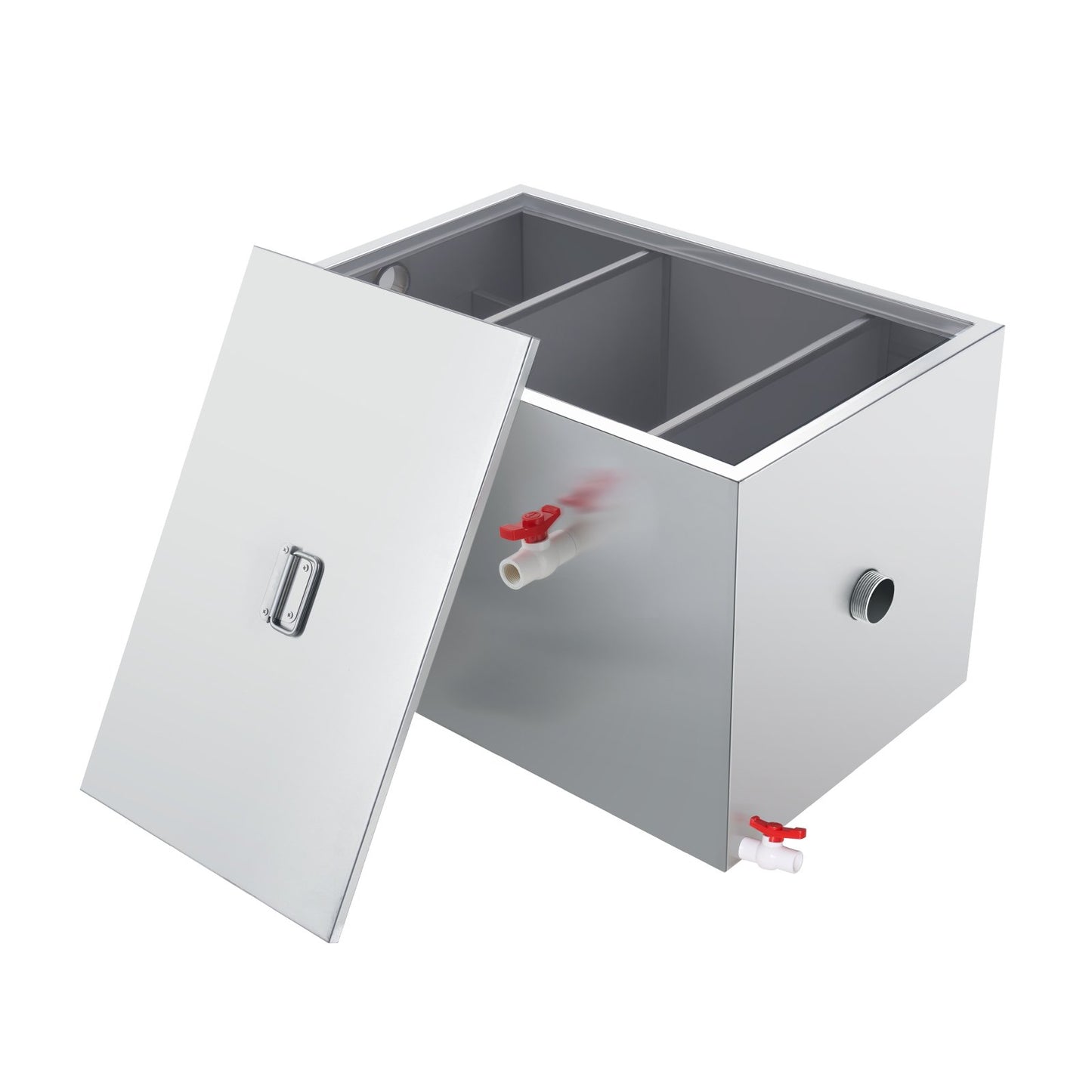 Commercial Grease Trap, 40 LBS Grease Interceptor, Side Inlet Interceptor, Under Sink Stainless Steel Grease Trap, 10 GPM Waste Water Oil-water Separator, for Restaurant Canteen Home Kitchen