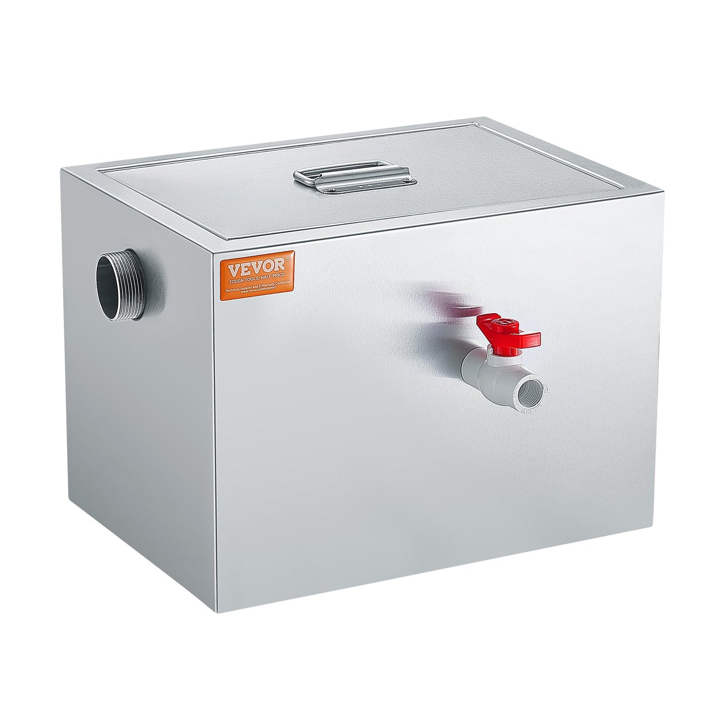 Kommersiell fettavskiljare, 8 LBS fettavskiljare, sidoinloppsavskiljare, fettavskiljare under diskbänken i rostfritt stål, 2,8 GPM spillvatten Olje-vattenavskiljare, för restaurangmatsal hemkök