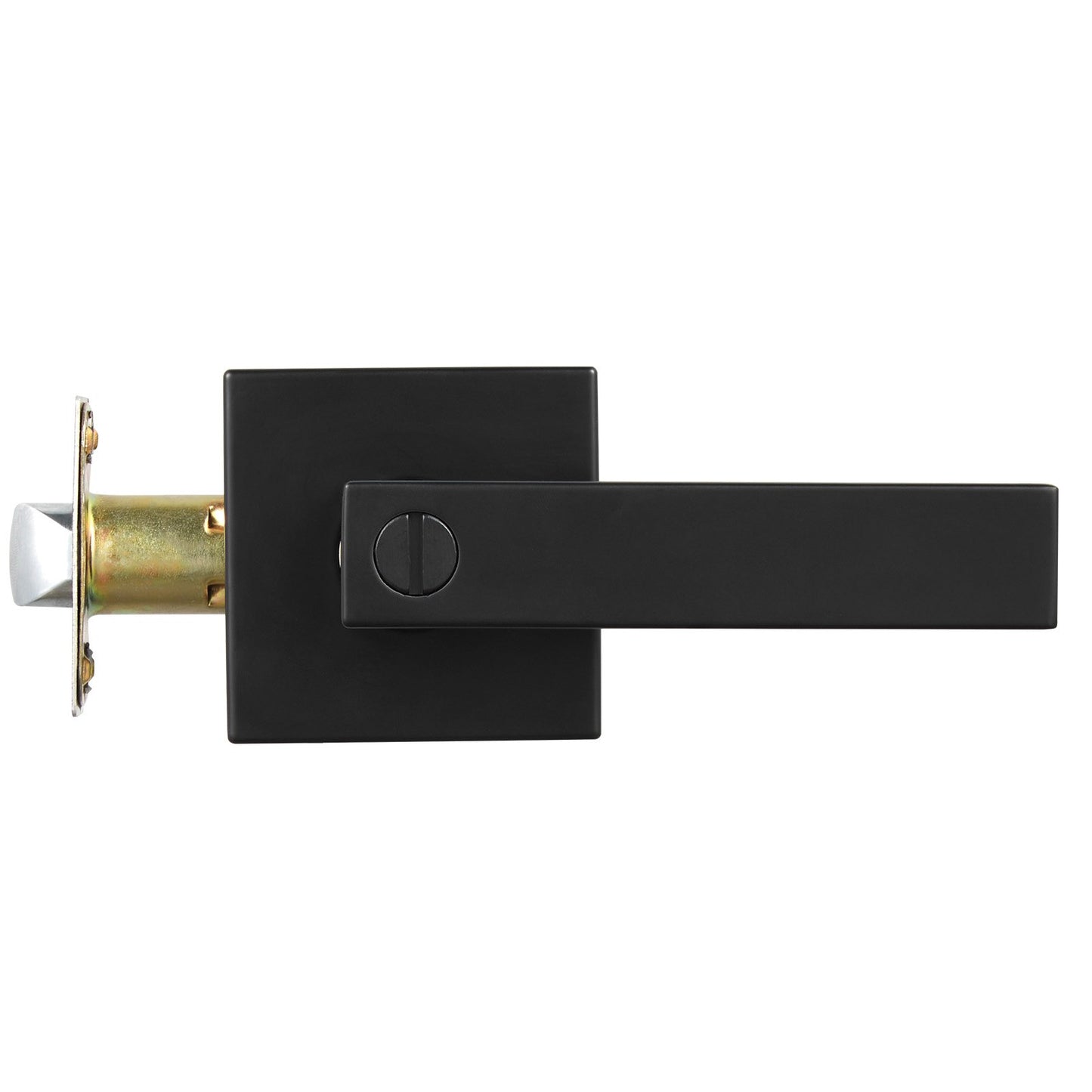 Privacy Door Handle, 1 Pack Matte Black Door Lever, Left or Right Handing Reversible Lever with Keyless Lock, 45° Rotation to Open, Universal Square Interior for Bedroom and Bathroom Doors
