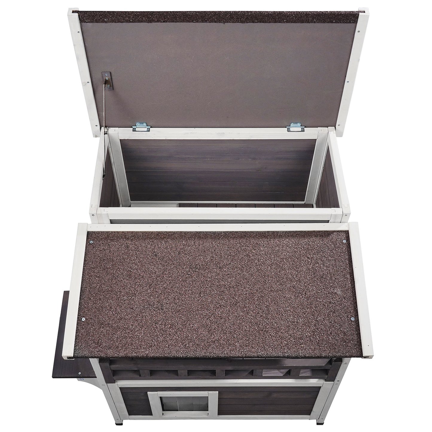 Outdoor cat house 2-storey wild cat home made of wood with balcony and roof