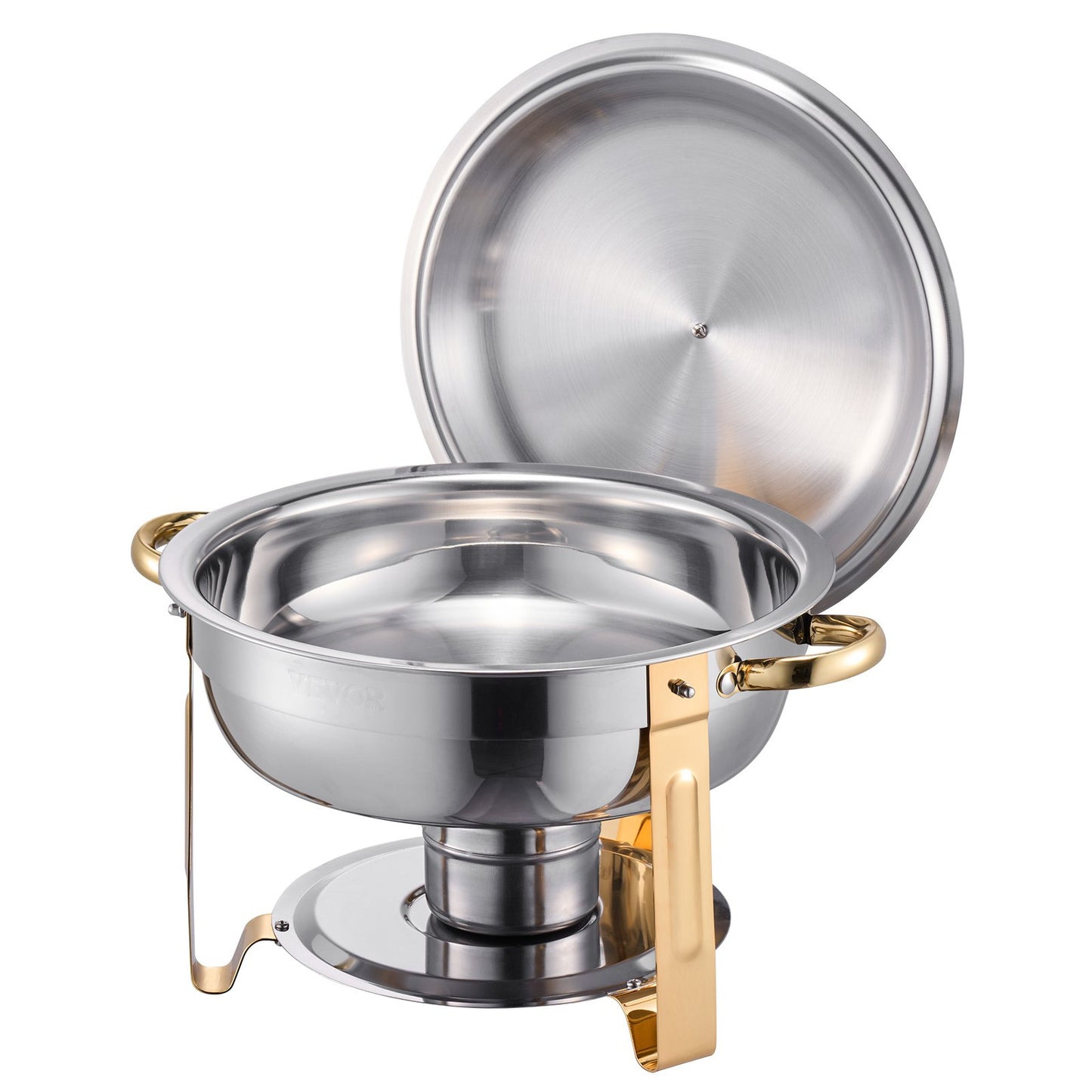 5 Qt 4-Pack Round Chafing Dishes Buffet Set Full Size Pan Stainless Steel