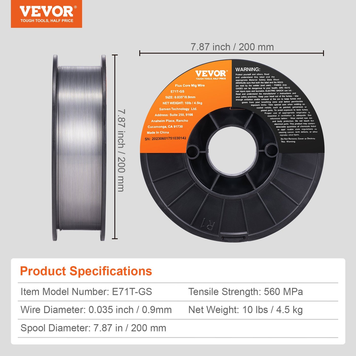 Flux Core Welding Wire, E71T-GS 0.035-inch 10LBS, Gasless Mild Steel MIG Welding Wire with Low Splatter for All Position Arc Welding and Outdoor Use