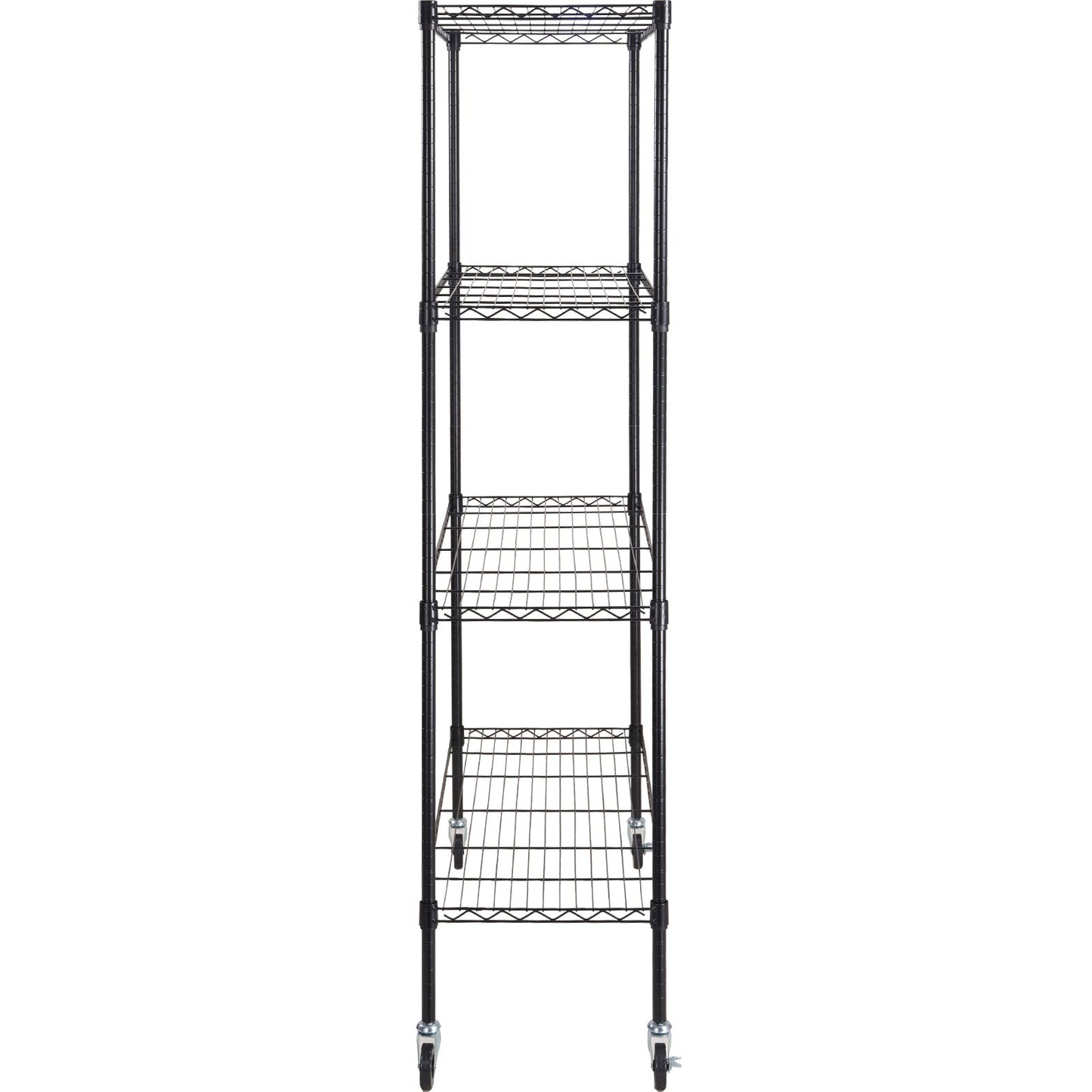 Storage Shelf with Wheels, 4-Tier Adjustable, 700 lbs Capacity, Heavy Duty Garage Shelves Metal Organizer Wire Rack, Black, 47.2" L x 17.7" W x 74" H for Kitchen Pantry Basement Bathroom