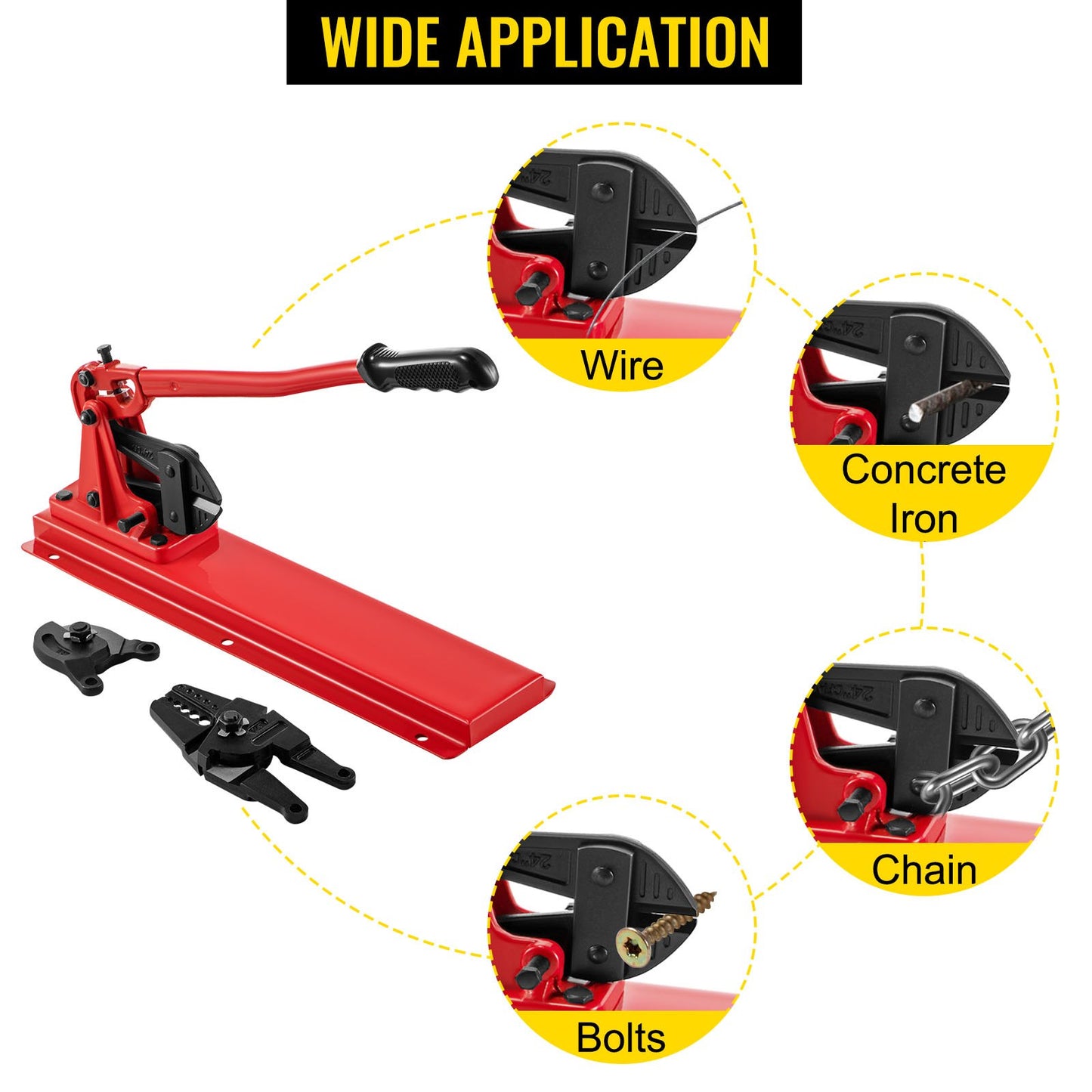 Bench Swager Tool 24\" Wire Rope Swaging Tool with Crimper Cable Bolt Cutter Head Bench Crimper 1/16\"-3/16\" Aluminum/Copper Sleeves Bench Cable Alloy Steel Crimper Swager for1/2\" Wire Rope Fe