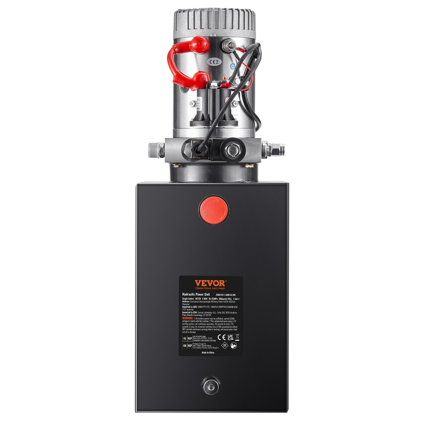 Hydraulpump 20 Quart enkelverkande tippvagnspump Power Unit DC 12V