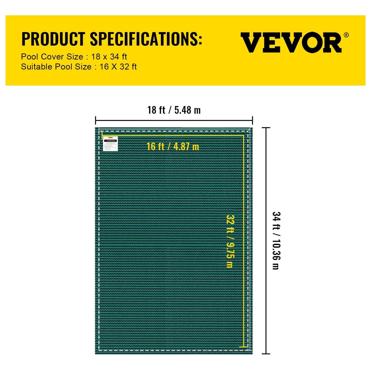 ft 16x32 Pool Safety Cover, Green