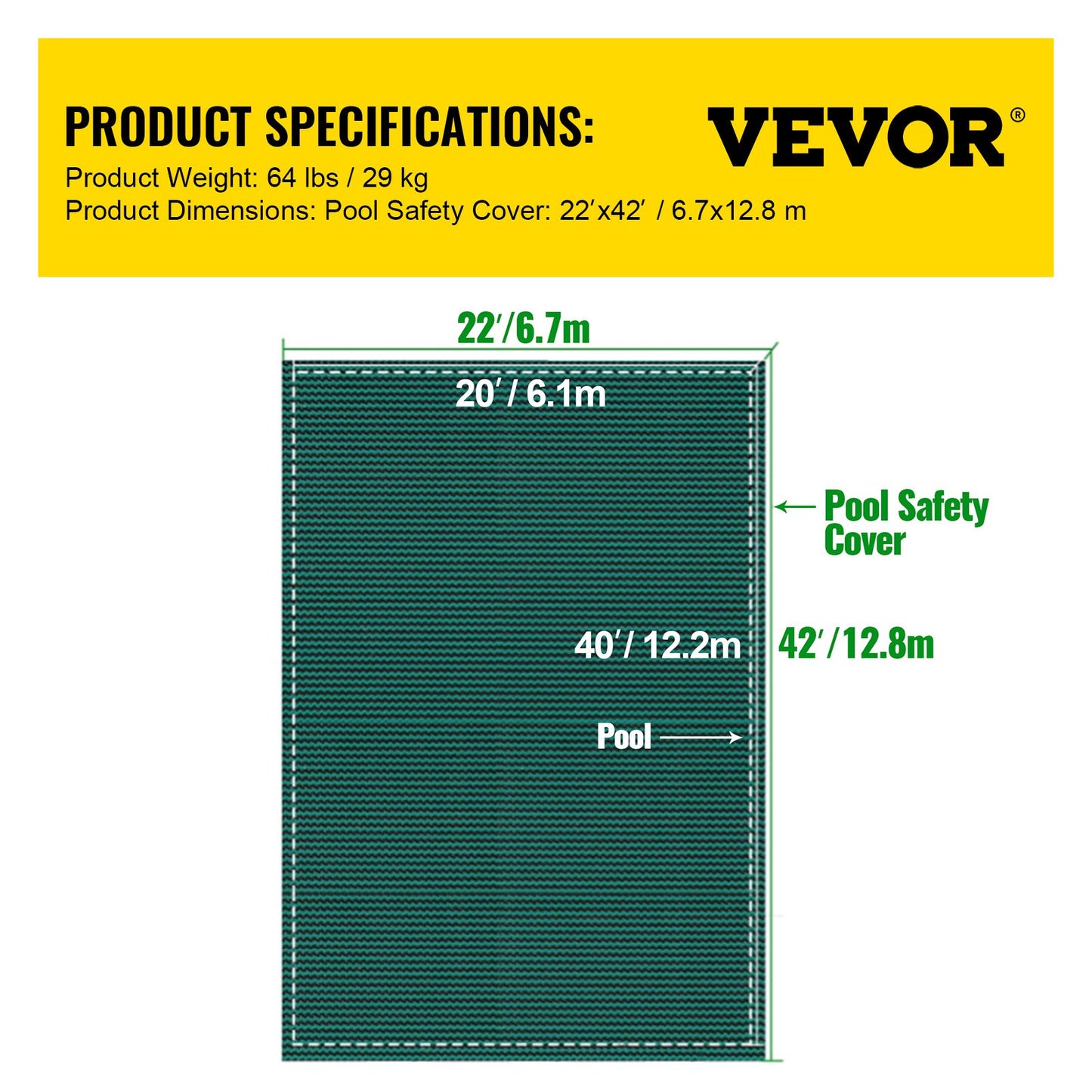 Pool Safety Cover Fits 20x40ft Rectangle Inground Safety Pool Cover Green Mesh Solid Pool Safety Cover for Swimming Pool Winter Safety Cover