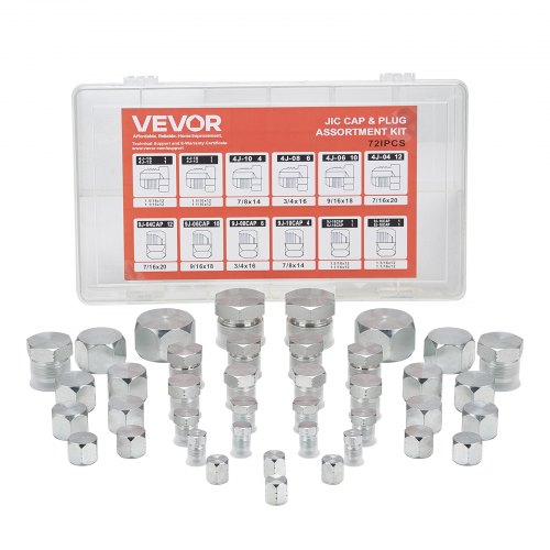 72-PIECE Hydraulic Couplings 37° JIC Hydraulic Hose Cap and Plug Set