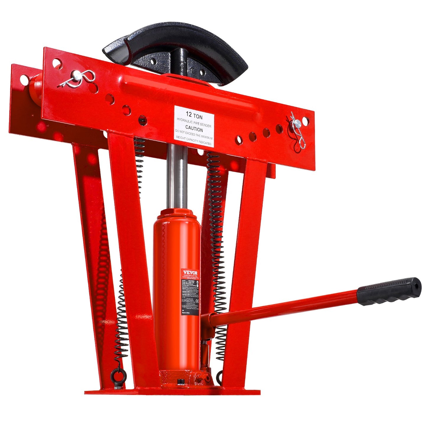 Hydraulic pipe bender, 12 ton manual pipe bending tool with 6 punches
