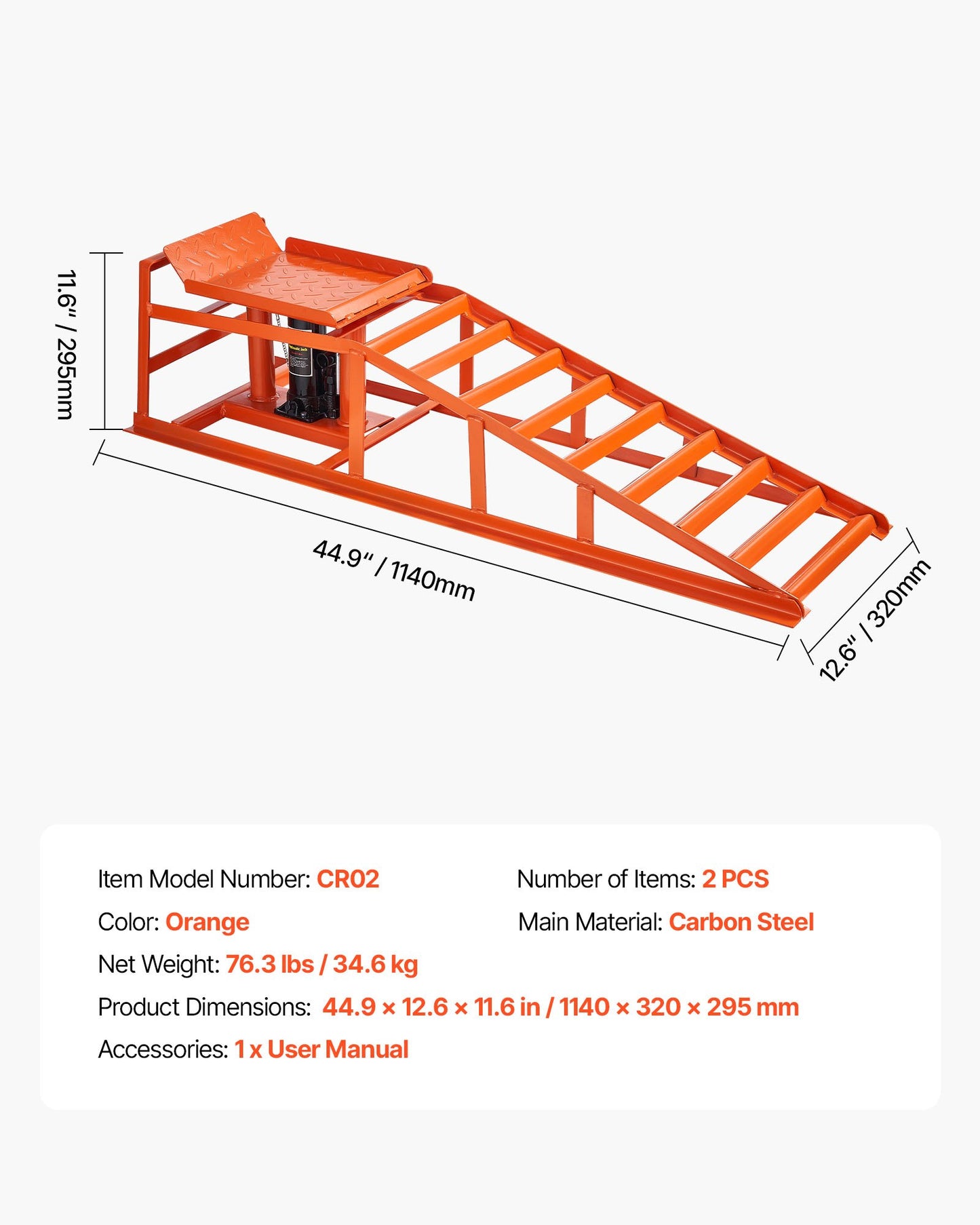 Hydraulic Car Ramps, 2 PCS 11000 lbs 5T, 10-14.2 Inch Lift Height, Heavy Duty Hydraulic Vehicle Ramps, Portable Car Lifts for Home Garage Maintenance and Oil Changes, Truck Vehicle Auto Repair