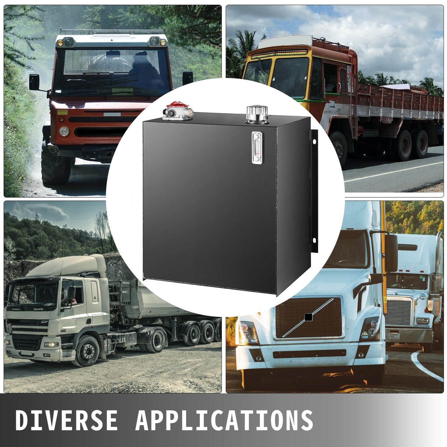 Hydraulic Oil Tanks 25Gal Fuel Tank Heavy Duty Hydraulic Steel Tank Reservoir, Gasoline Transfer Tanks, Hydraulic Reservoir with Strainer Temp Gauge Filter Breather Cap for Tractors & Trucks