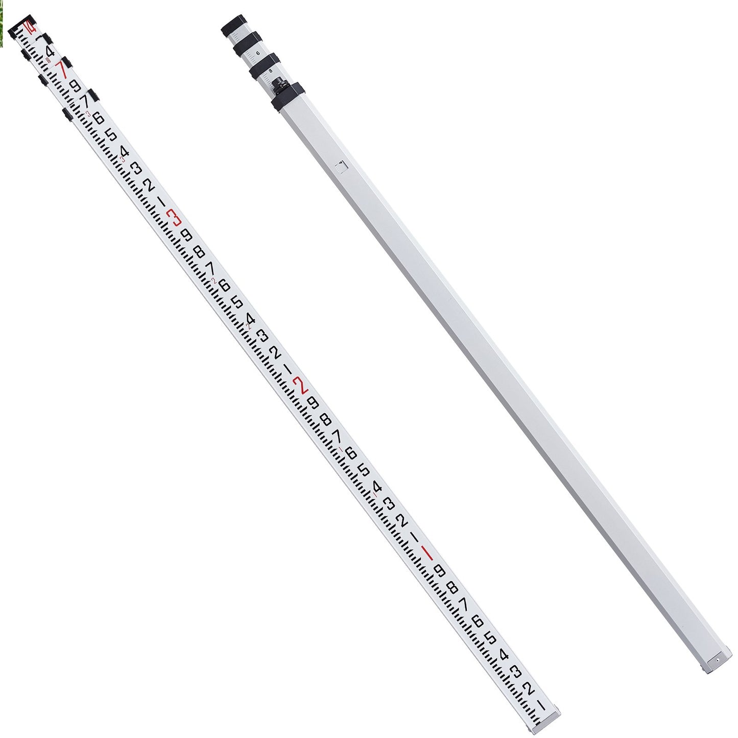 Aluminum Grade Rod, 14-Feet/10ths 6 Sections Telescopic Measuring Rod,Double-Sided Scale 1/10 ft Leveling Rod Stick,Aluminum Alloy Survey Rod w/ Bubble Level&Carrying Bag for Houses,Walls,Floors