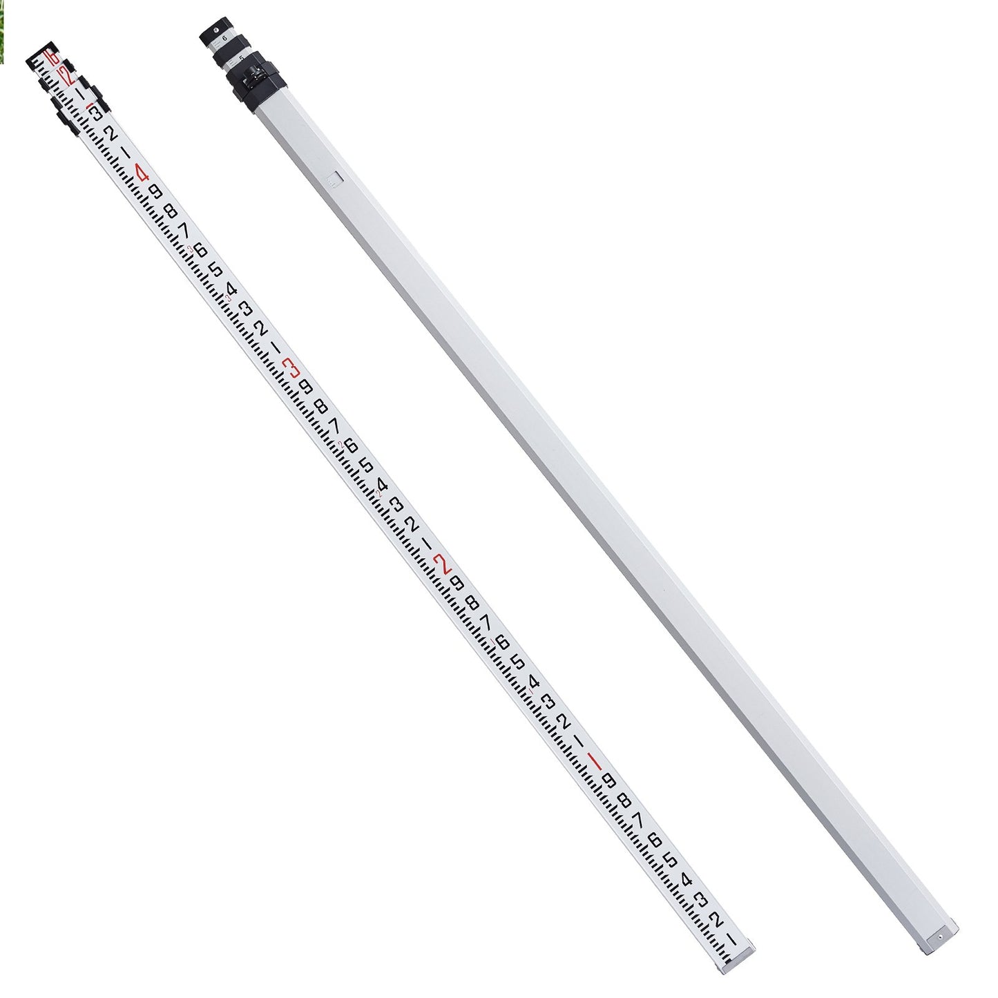Aluminum Grade Rod, 16-Feet/10ths 4 Sections Telescopic Measuring Rod,Double-Sided Scale 1/10ft Leveling Rod Stick,Aluminum Alloy Survey Rod w/ Bubble Level &Carrying Bag for Houses,Walls,Floors