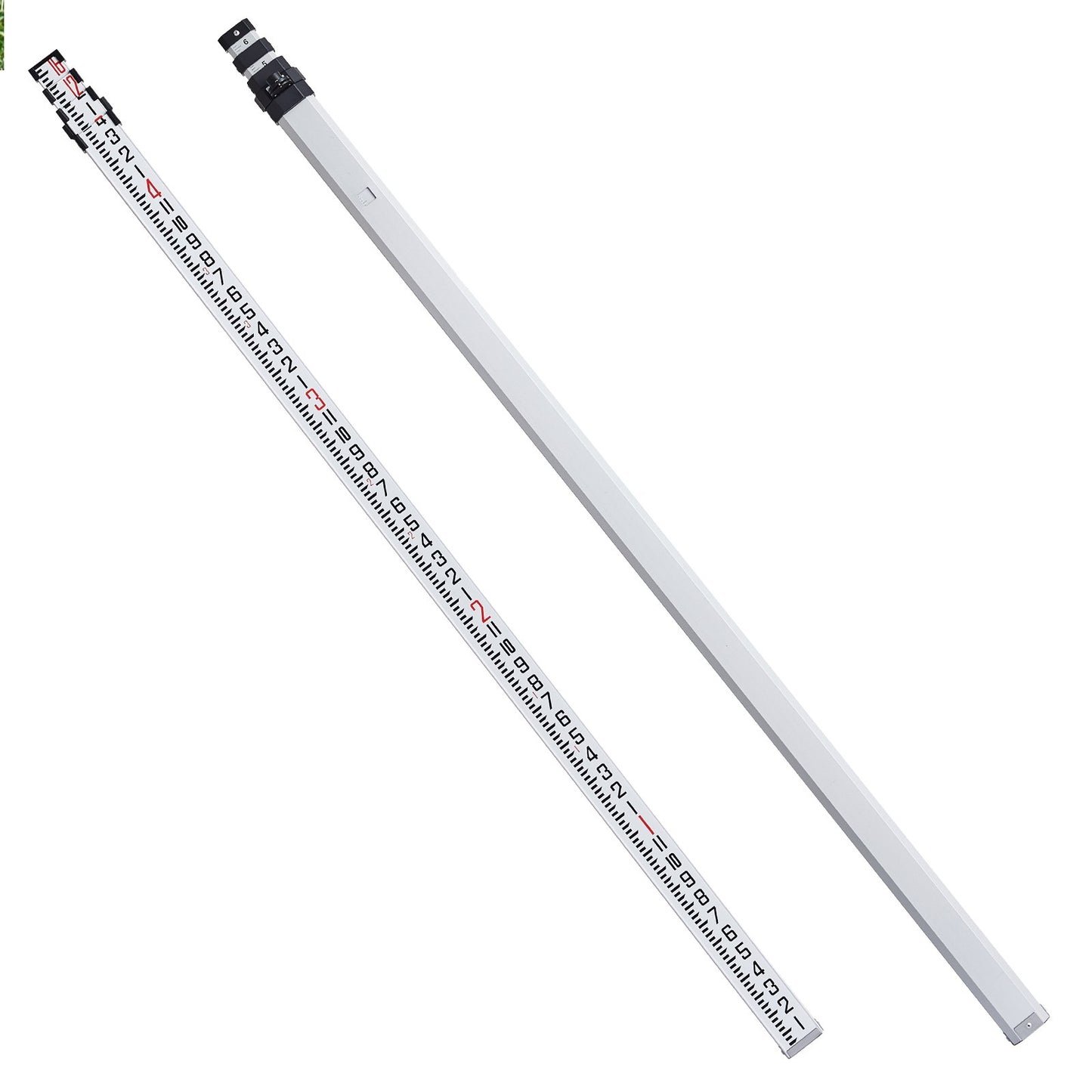 Aluminum Grade Rod, 16-Feet/8ths 4 Sections Telescopic Measuring Rod,Double-Sided Scale 1/8in Leveling Rod Stick,Aluminum Alloy Survey Rod with Bubble Level &Carrying Bag for Houses,Walls,Floors