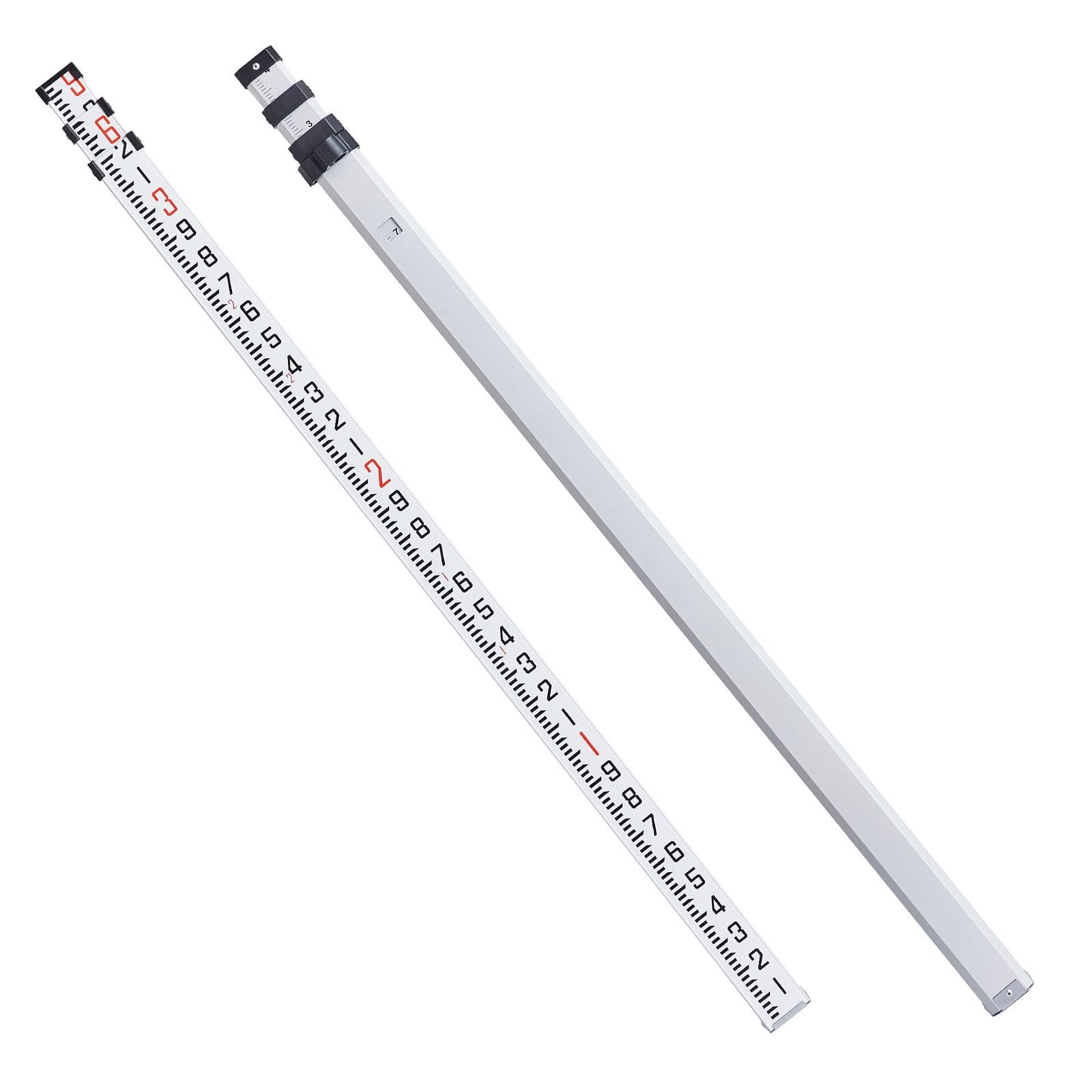 Aluminum Grade Rod, 9-Feet/10ths 3 Sections Telescopic Measuring Rod,Double-Sided Scale 1/10ft Leveling Rod Stick,Aluminum Alloy Survey Rod with Bubble Level&Carrying Bag for Houses,Walls,Floors