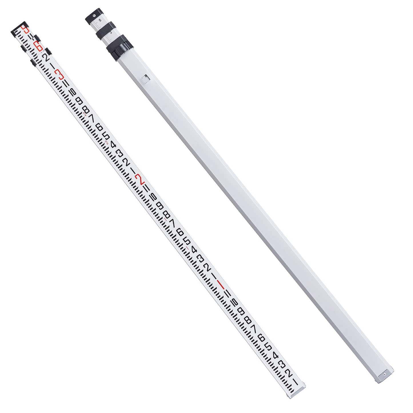 Aluminum Grade Rod, 9-Feet/8ths 3 Sections Telescopic Measuring Rod, Double-Sided Scale 1/8in Leveling Rod Stick,Aluminum Alloy Survey Rod with Bubble Level &Carrying Bag for Houses,Walls,Floors