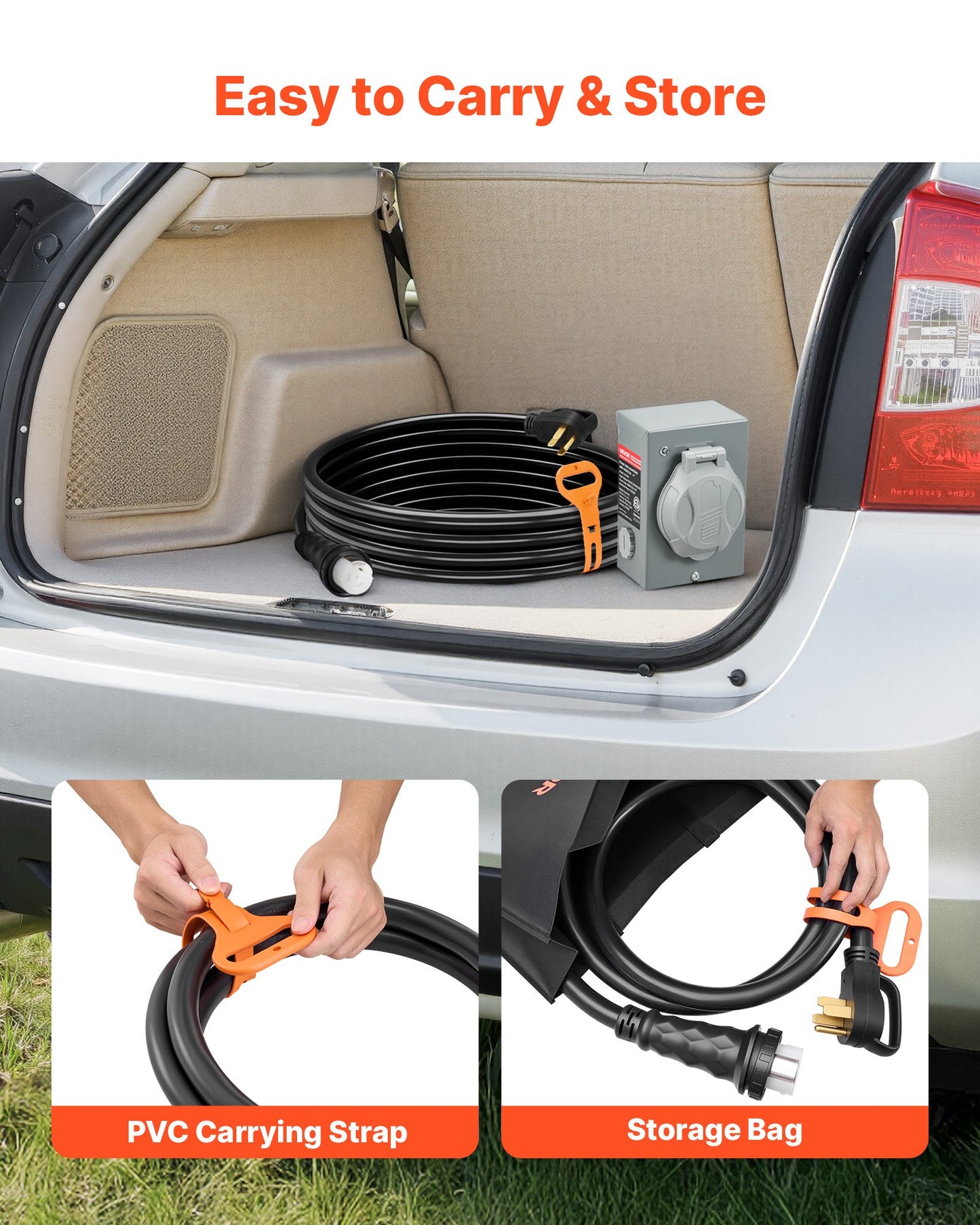 50 Amp Generator Cord and Power Inlet Box, 30FT, 125V/250V STW 6/3 + 8/1 AWG Extension Power Cord, NEMA 14-50P to SS2-50R, Twist Lock Connector, Inlet Box Kit, for Generator to House, ETL Listed