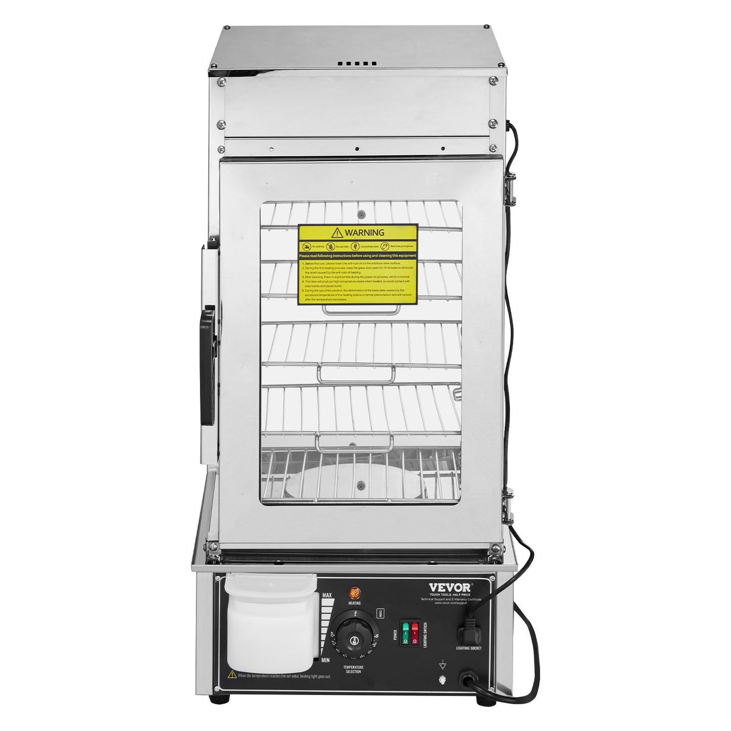Commercial Food Warmer Display, 5-Tier Food Steamer Bun Warmer Machine, 86℉~230℉ Temperature Control, Stainless Steel Steamed Buns Warmer with LED, Steam Heating for Steamed Buns Siomai Corn