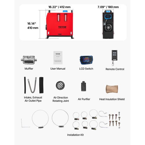 Diesel air heater Diesel parking heater 8 kW DC 12-24 V Blue LCD switch