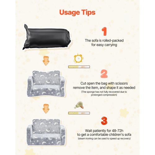 2-i-1 barnsoffa hopfällbar småbarnssoffa med armstöd självlysande M grå | EU