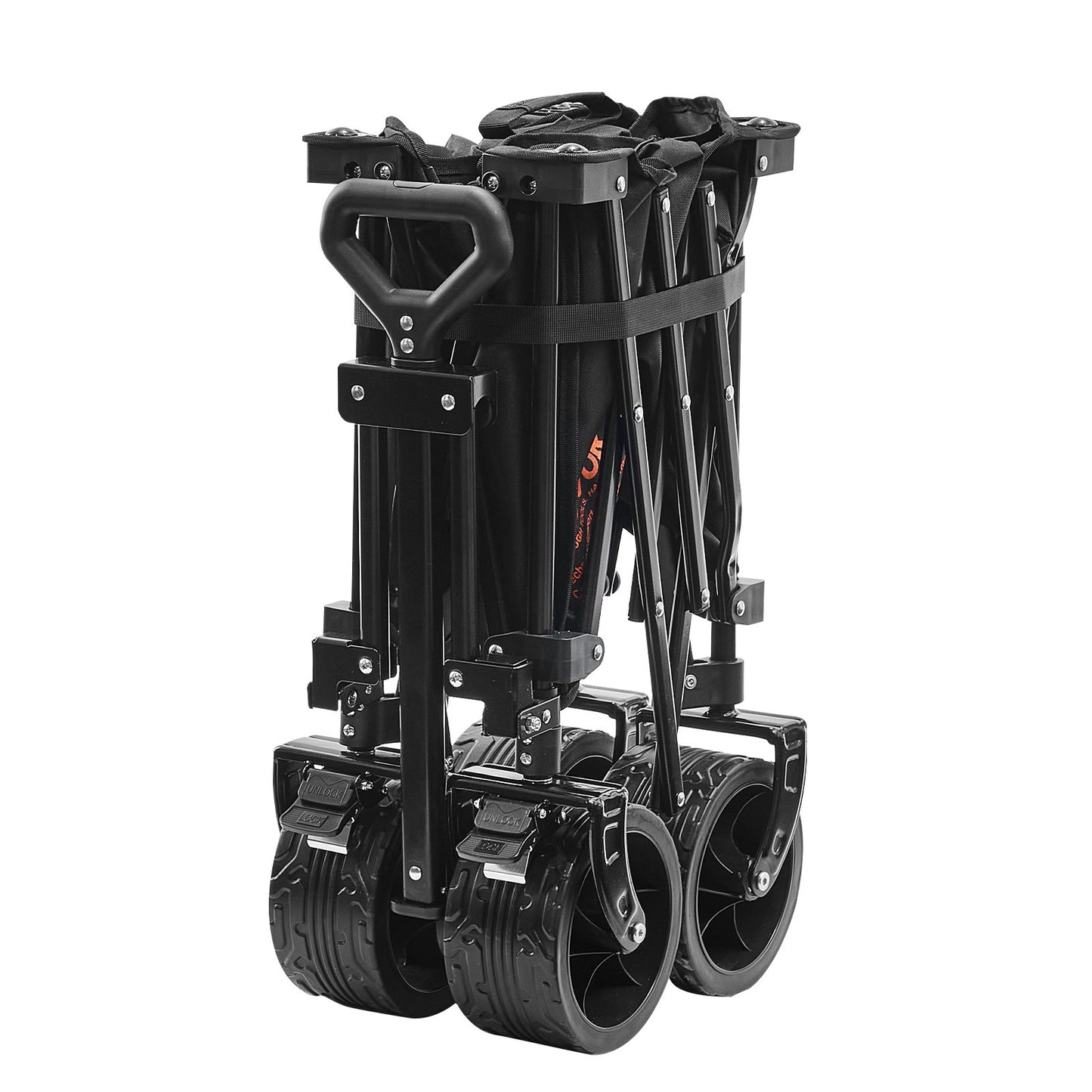 Faltbarer Klappwagen, 220 l Strandwagen Trolley mit All-Terrain-Rädern, Hochleistungs-Klappwagen Max 330 lbs mit Getränkehalter, Sportwagen für Camping, Einkaufen, Garten