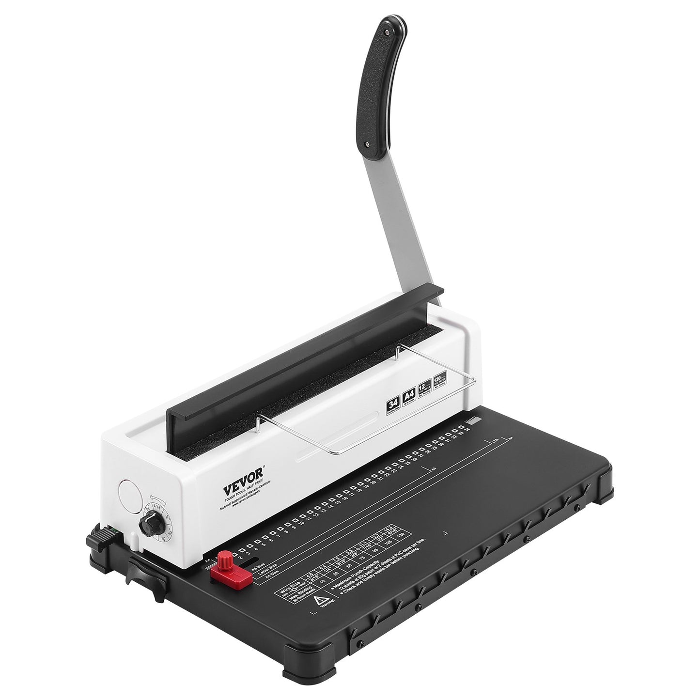 Coil Spiral Binding Machine, Manual Book Maker 34-Holes Binding 120 Sheets, Punch Binder Adjustable 3/16" - 9/16" Coil Binding Spines, for Letter Size, A4, A5