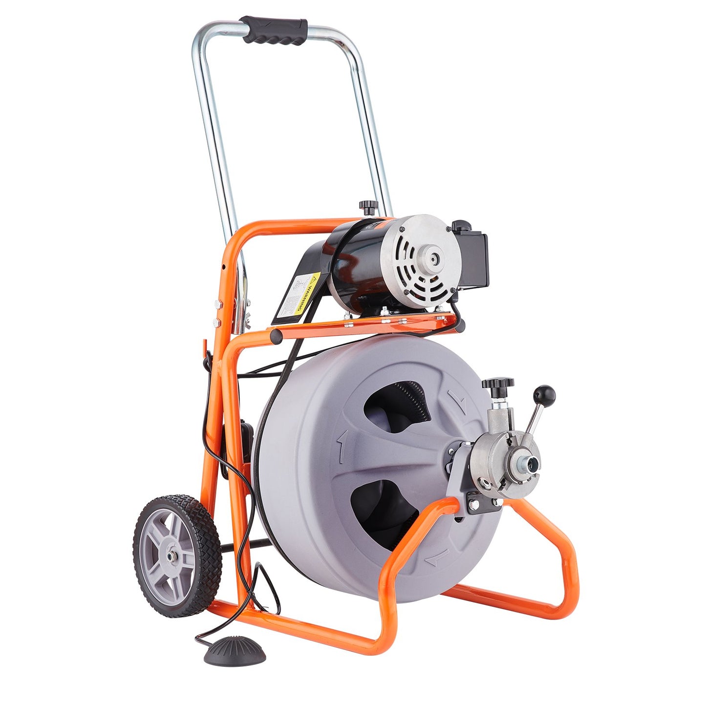 Sewer cleaning machine 100FT x 1/2 inch automatic feeding with wheels and 8 cutters
