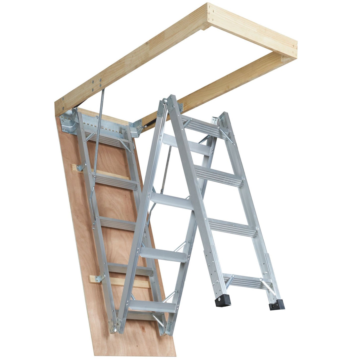 Attic Ladder Foldable, 350 Pound Capacity, 22.5" x 63", Multi-Function Aluminum Extension, Lightweight and Portable, Fits 9.5'-12' Ceiling Heights, Convenient Access to Your Attic Standard