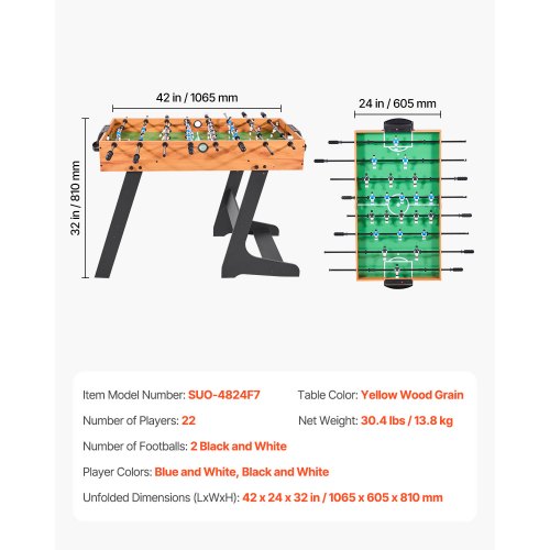 106 cm faltbarer Tischfußballtisch in Standardgröße für den Heimgebrauch | EU