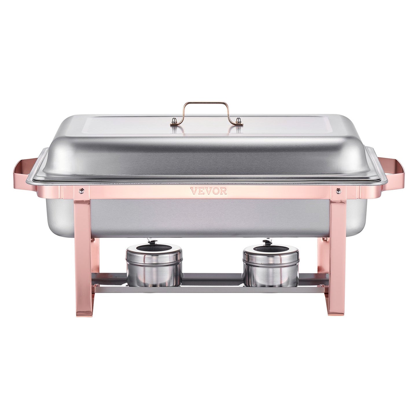 8 Qt 2-pack rectangle chafing dish buffet set full size pan stainless steel